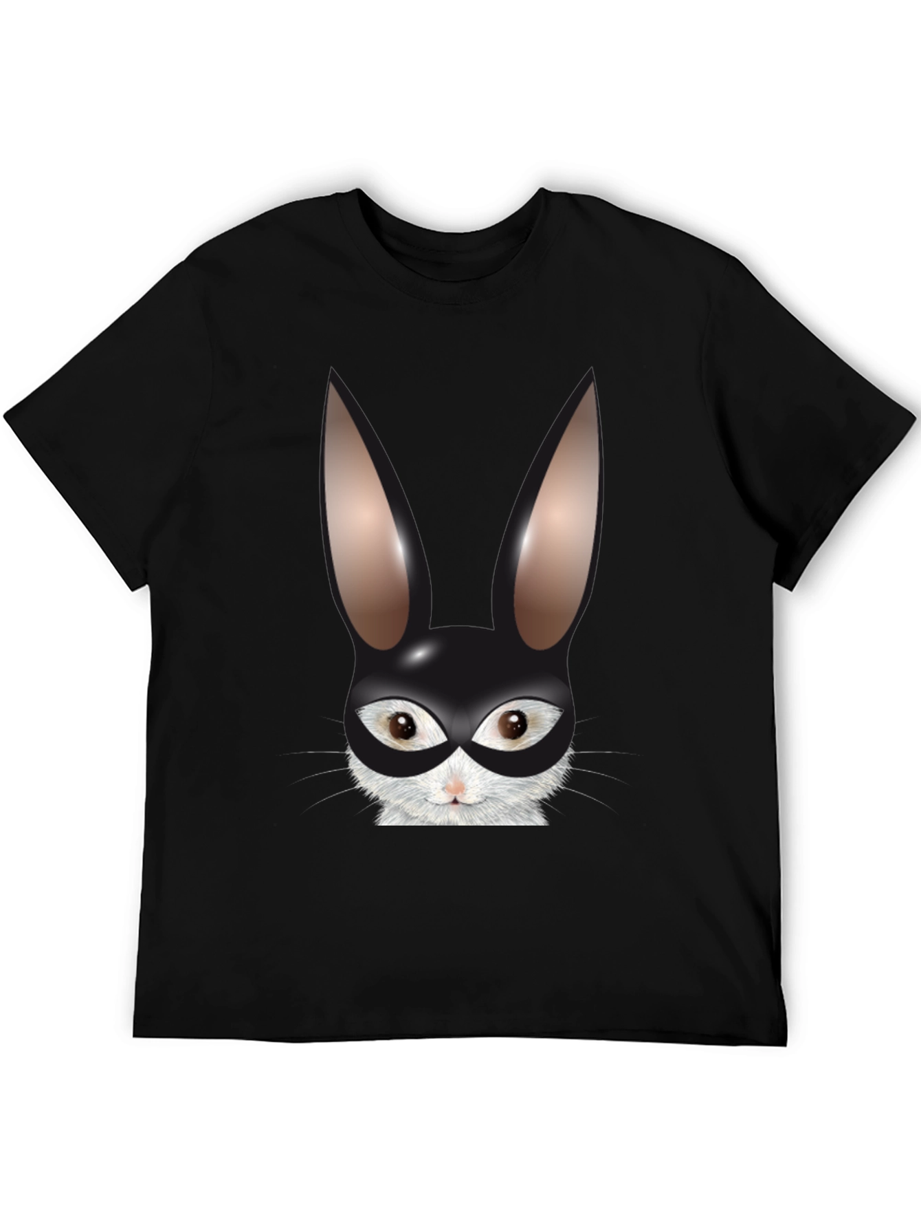 Black Bunny Mask Graphic Tee - Black Cotton Blend T-Shirt view 5