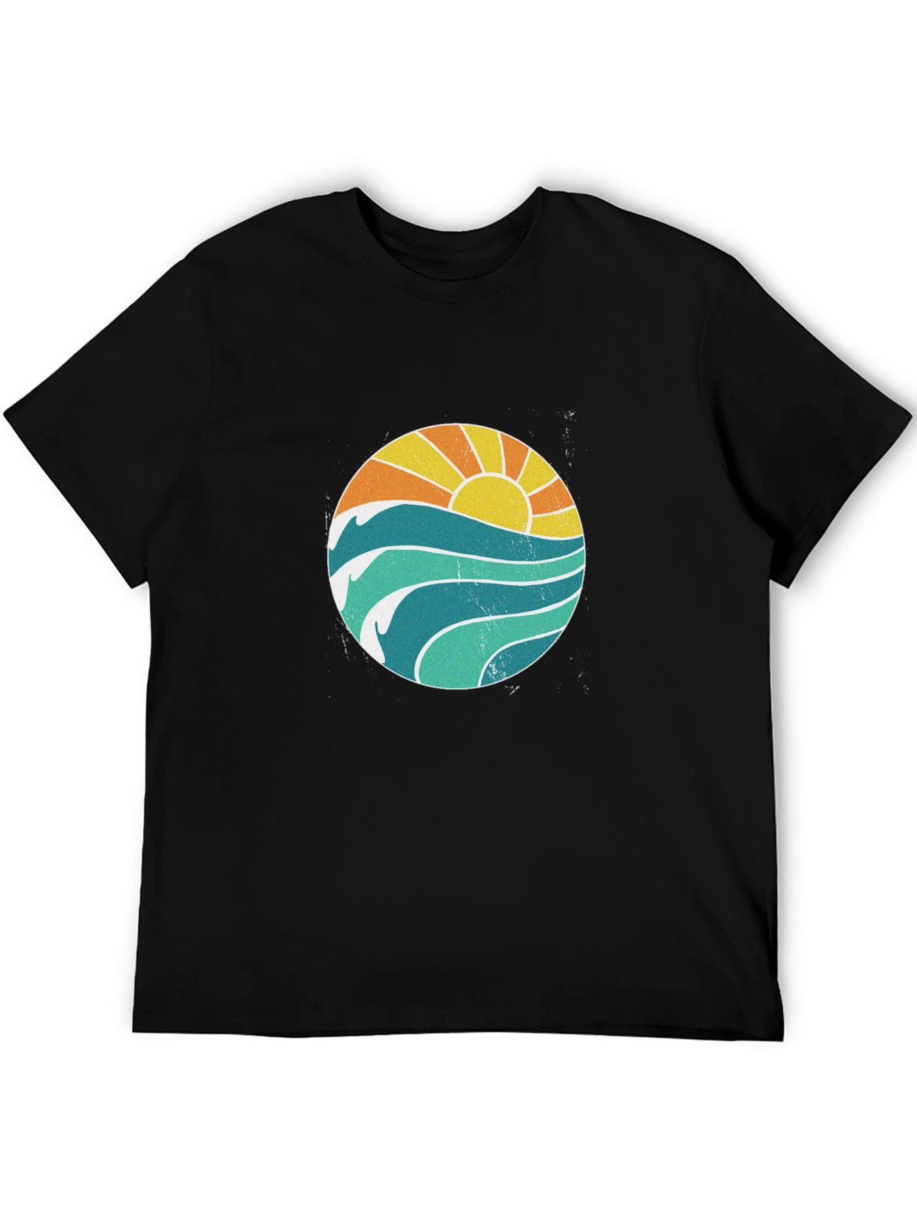 Black Sunset Waves Graphic T-Shirt - Black view 5