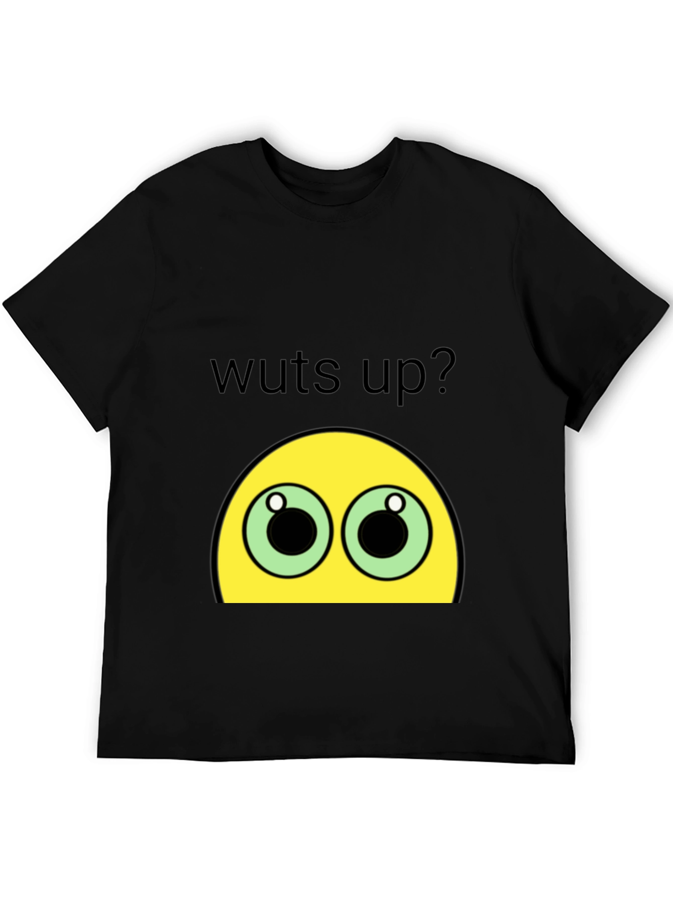 Black Funny Wuts Up? Emoji Black T-Shirt view 5