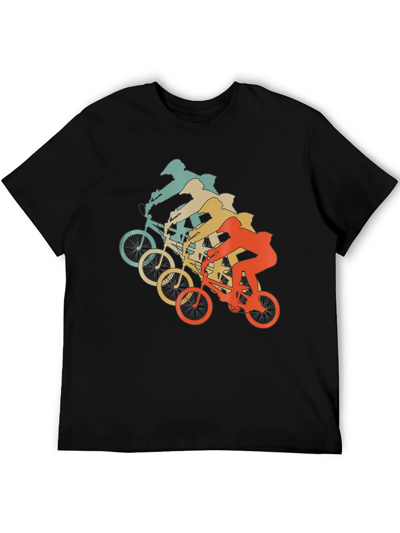 Black Vintage Mountain Biker Graphic T-Shirt - Retro Cycling Tee view 5