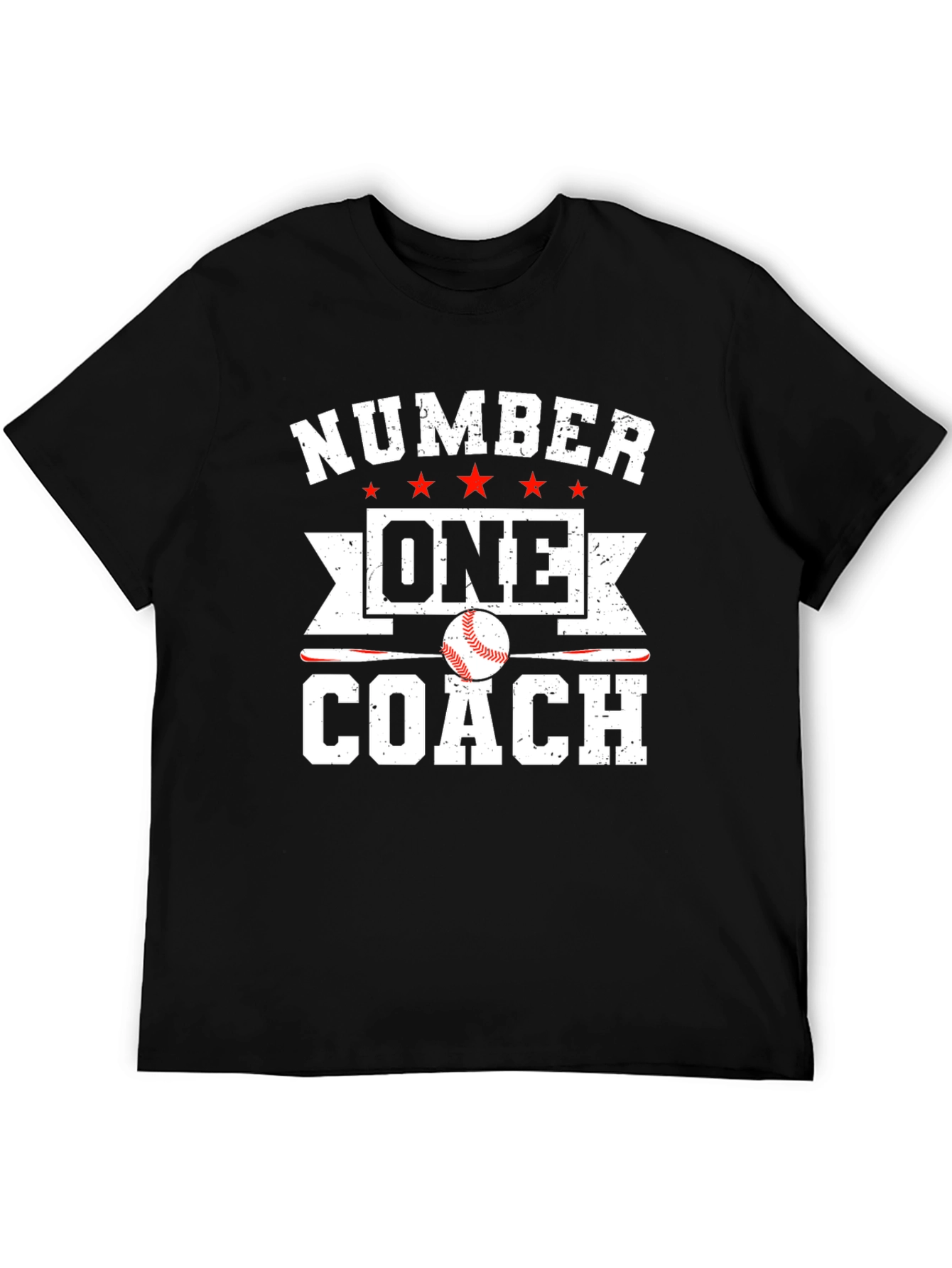 Black Number One Baseball Coach Graphic T-Shirt view 5