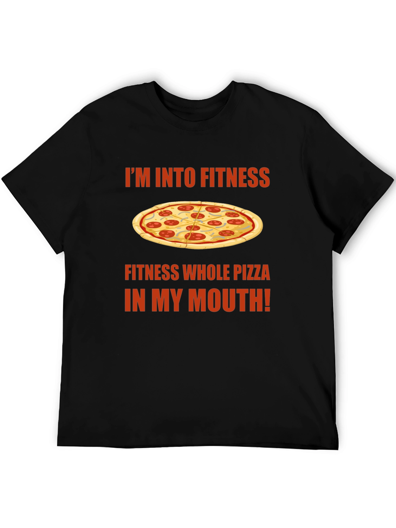 Black Funny Pizza Fitness Graphic T-Shirt view 5