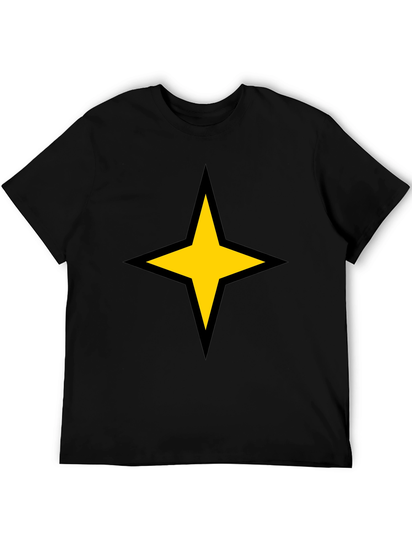 Black Bold Star Graphic Tee - Black Cotton Blend view 5