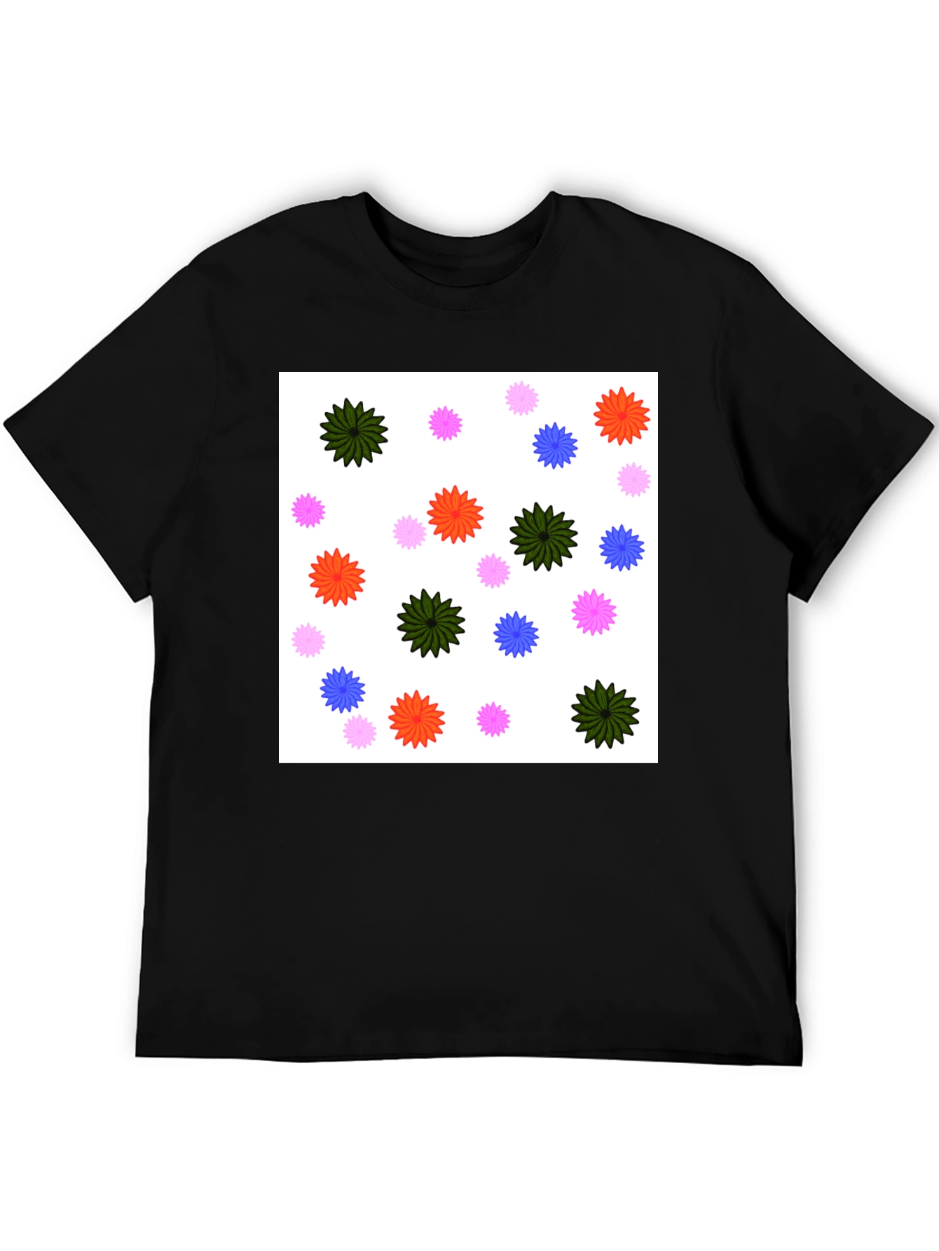 Black Floral Patterned Black T-Shirt view 5