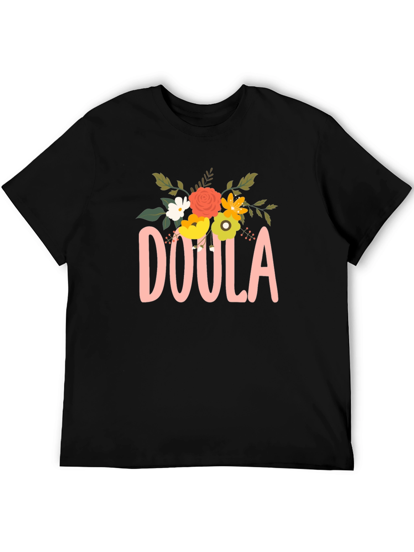 Black Floral Doula T-Shirt view 5