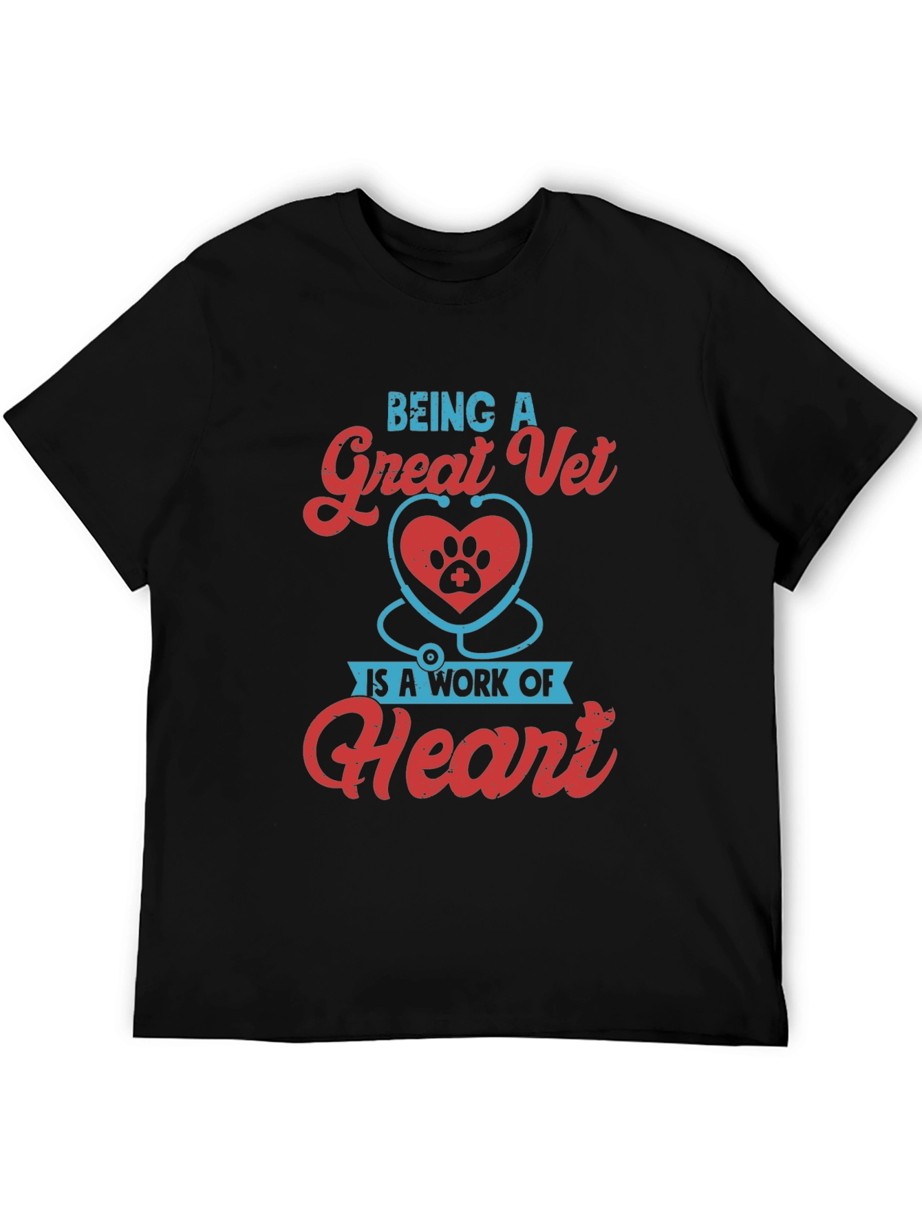Black Great Vet Heart Paw T-Shirt - Veterinarian Gift view 5