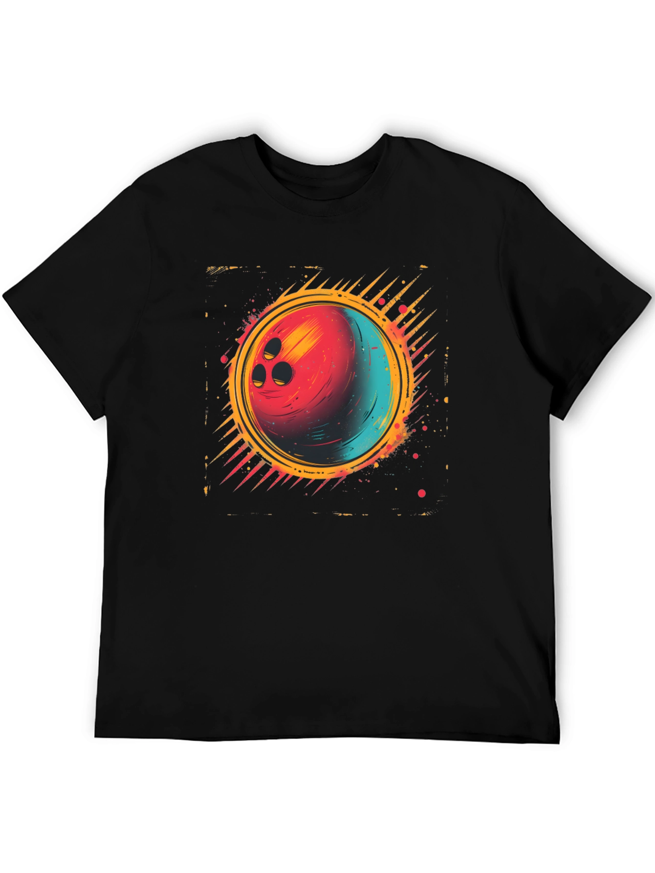 Black Retro Bowling Ball Graphic Tee view 5