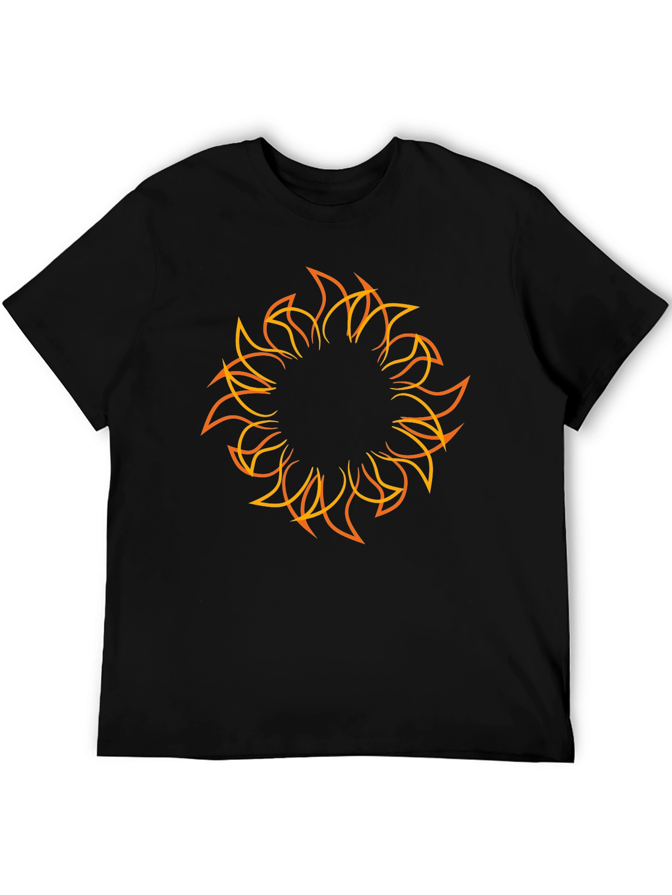 Black Men's Black T-Shirt with Sunburst Graphic view 5