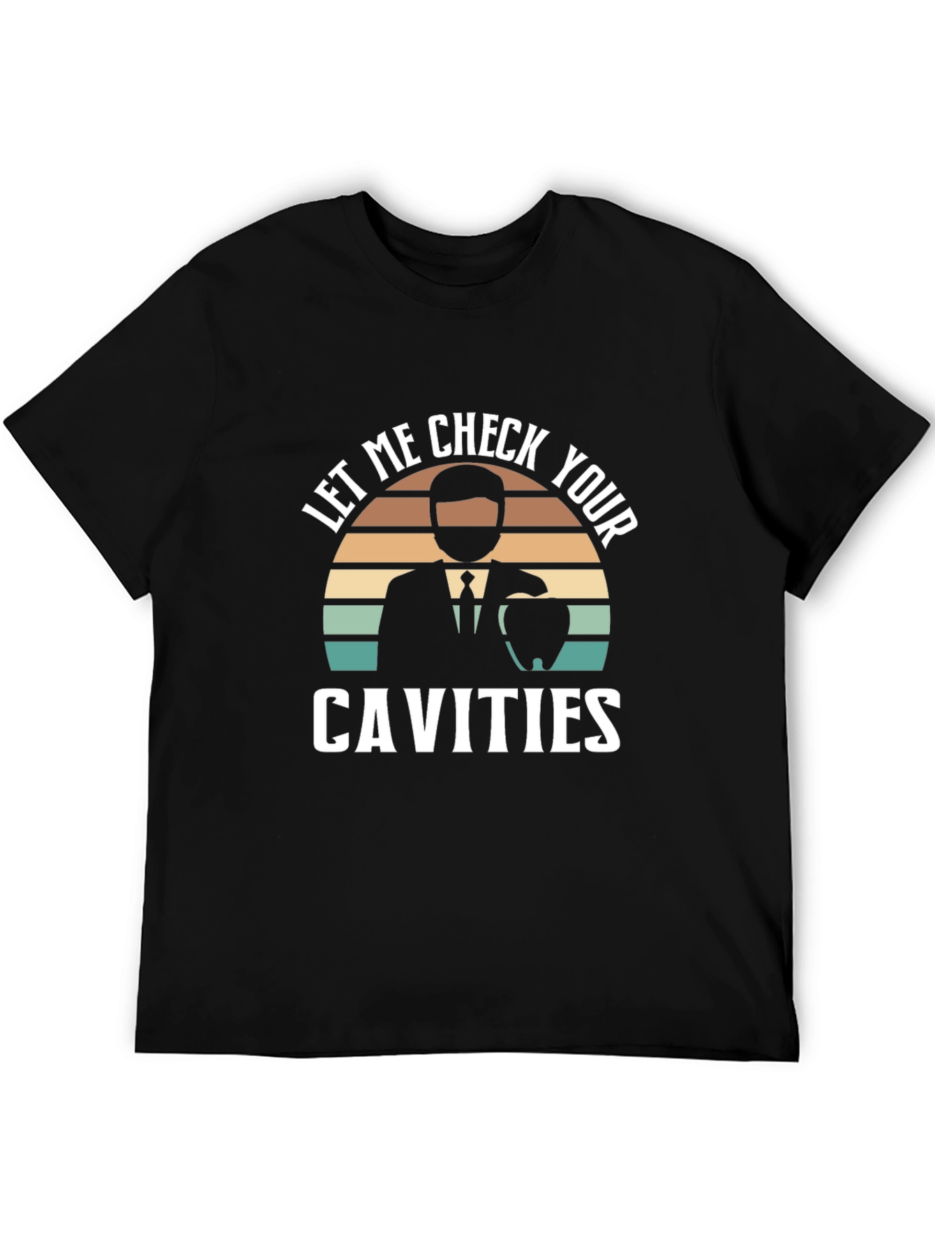 Black Dentist Check Cavities Retro Style T-Shirt view 5