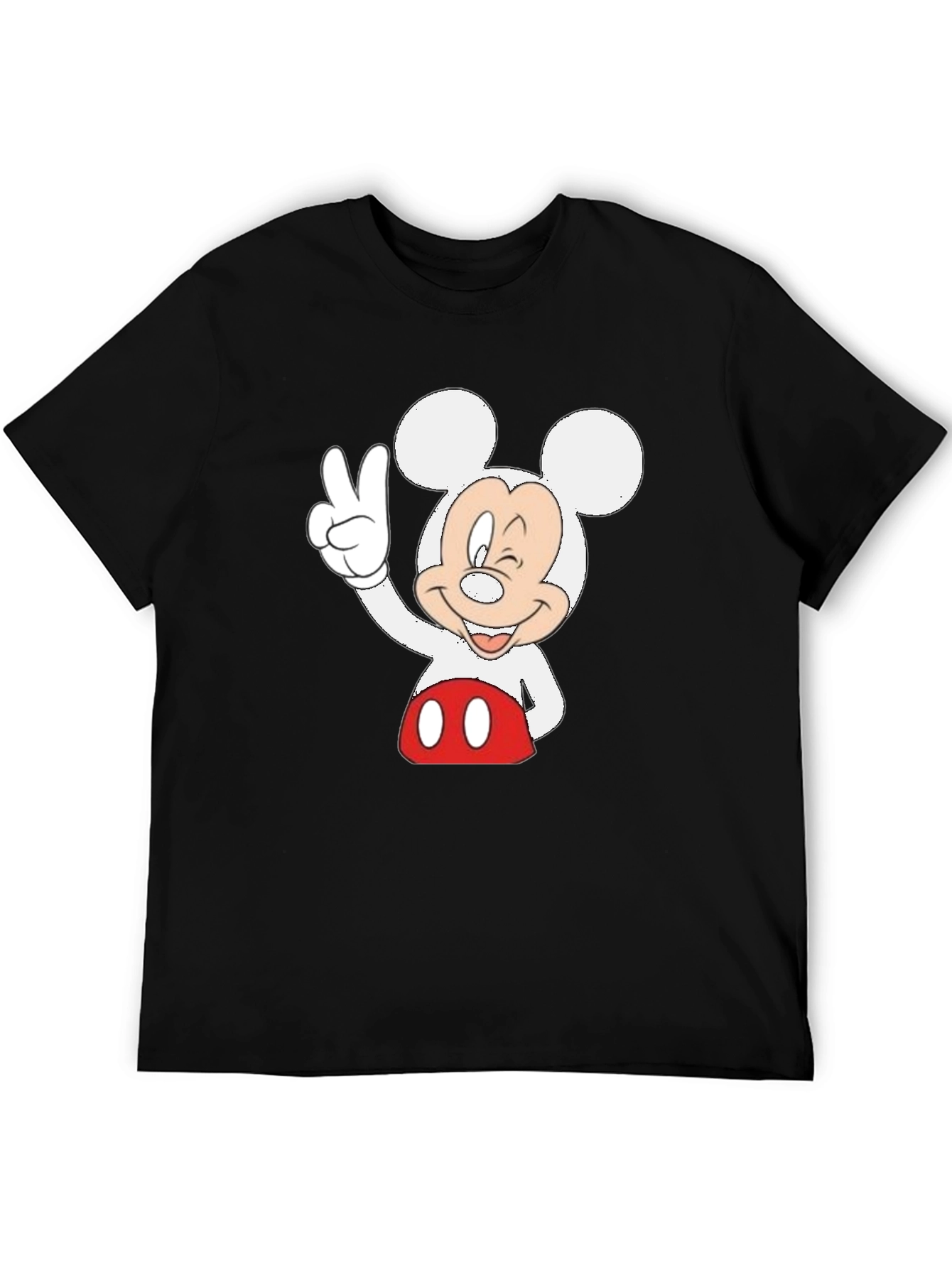 Black Mickey Mouse Peace Sign Black Graphic Tee view 5