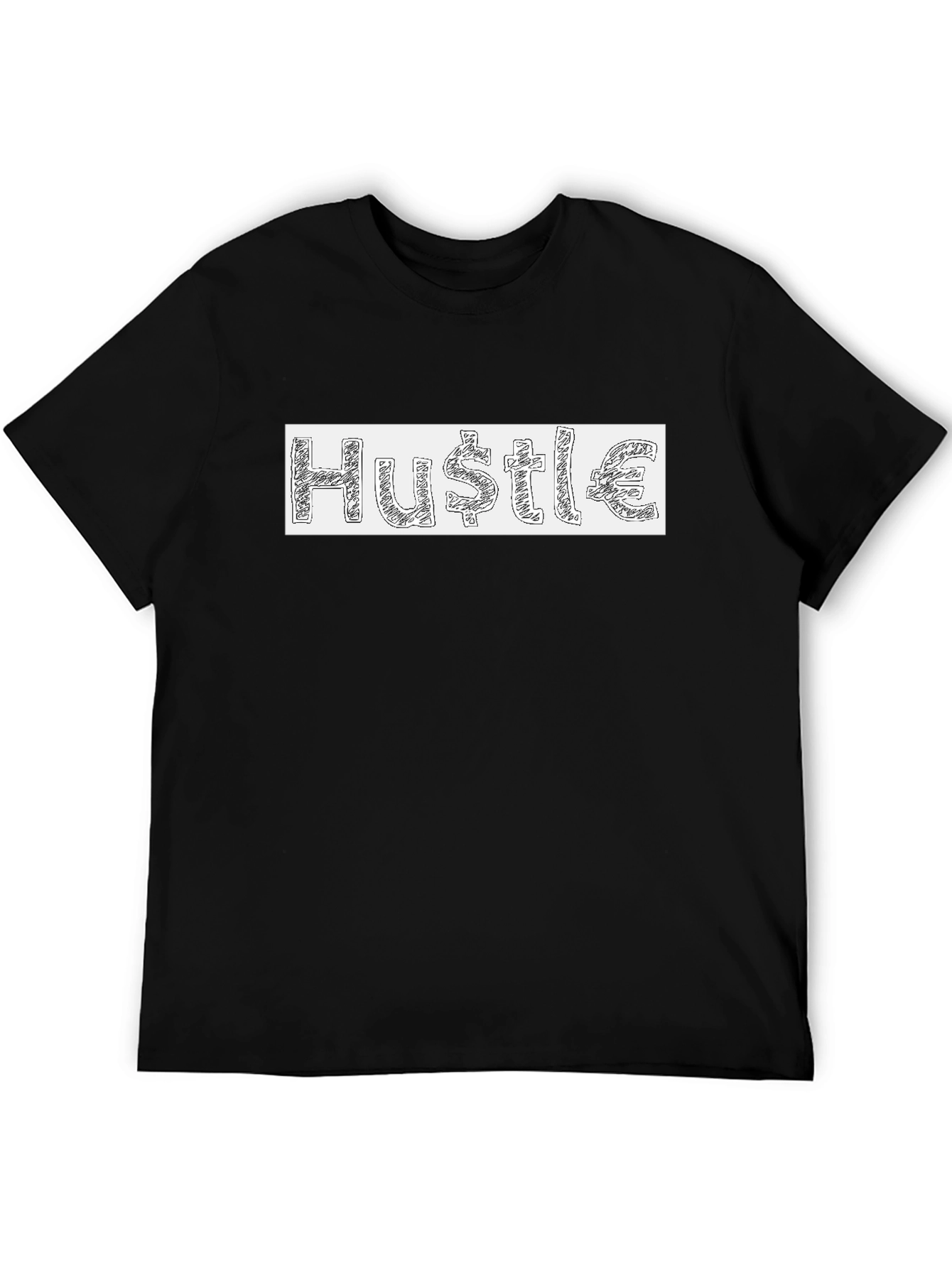 Black Hustle Graphic T-Shirt - Mens Crew Neck Tee view 5