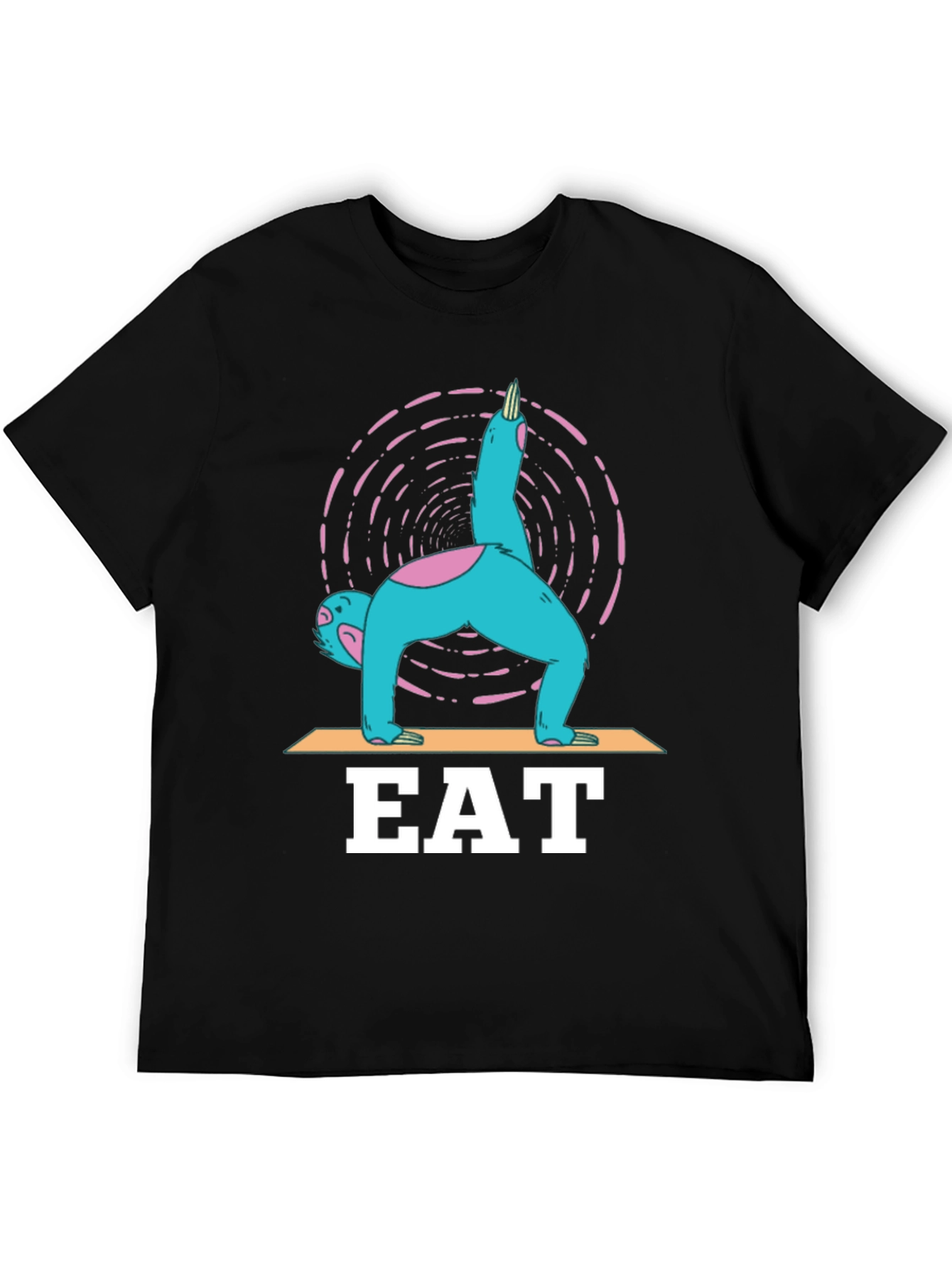 Black Yoga Sloth EAT T-Shirt - Relax and Recharge! view 5