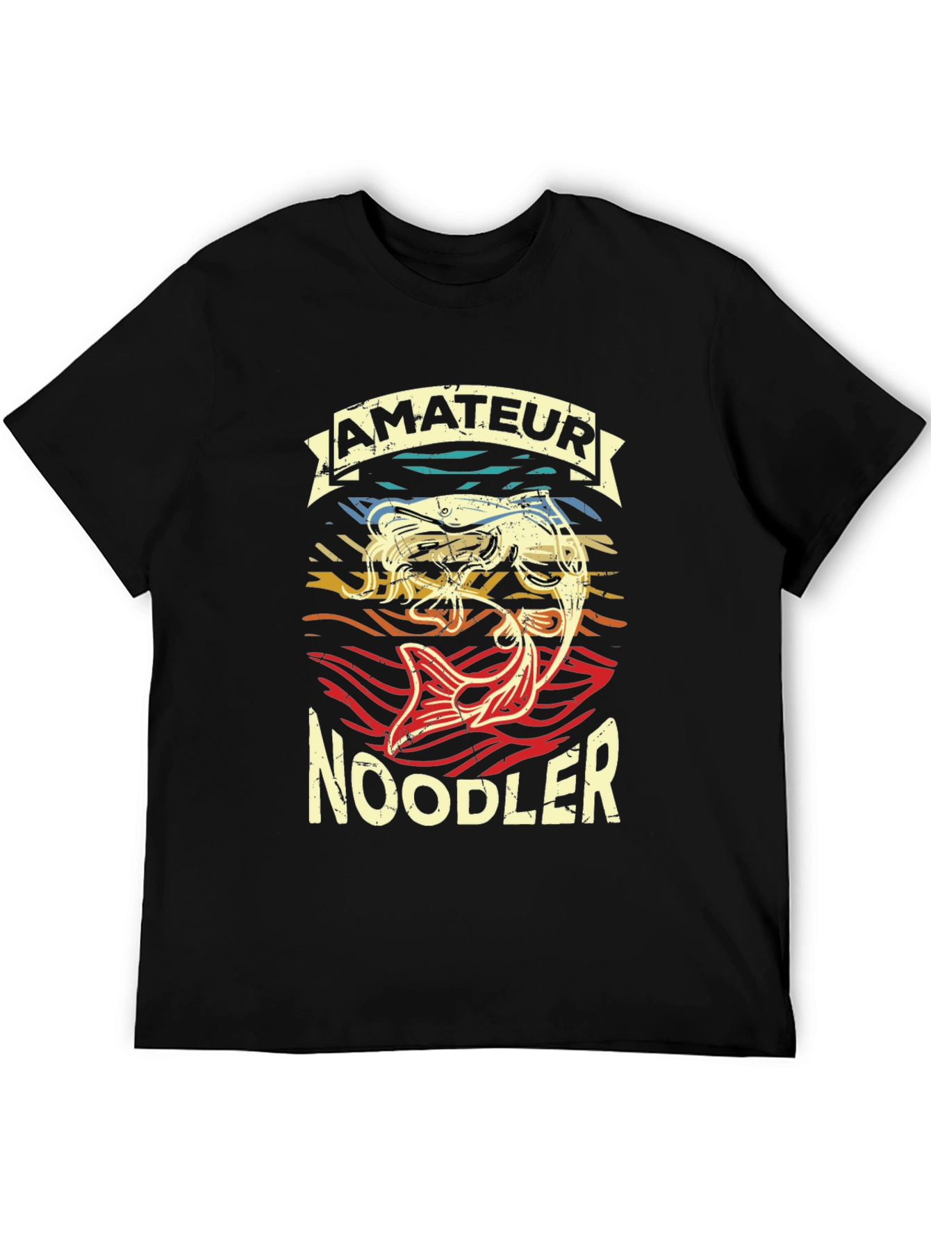 Black Amateur Noodler T-Shirt Funny Fishing Tee view 5