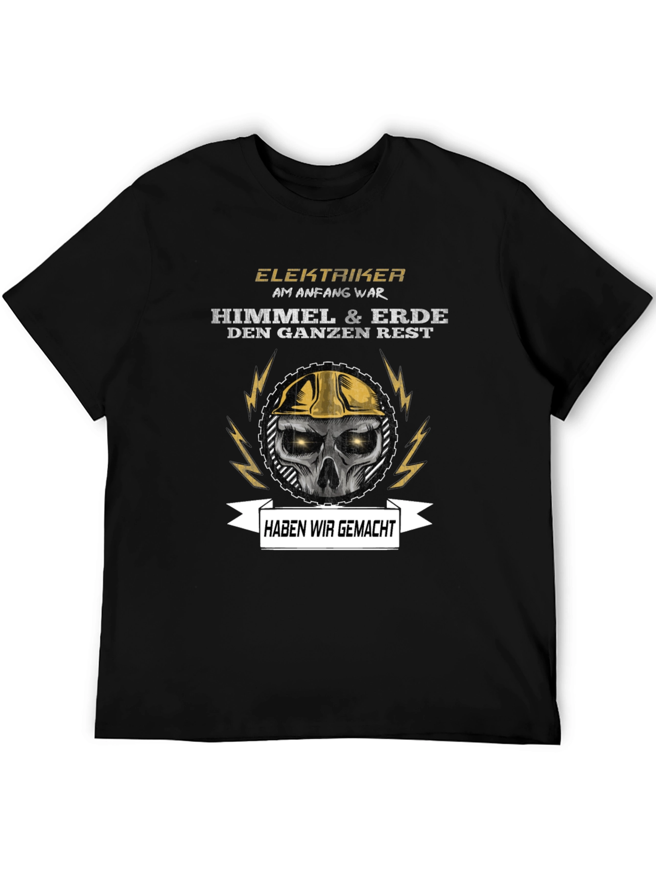 Black Electrician Skull Graphic T-Shirt - Funny Slogan view 5