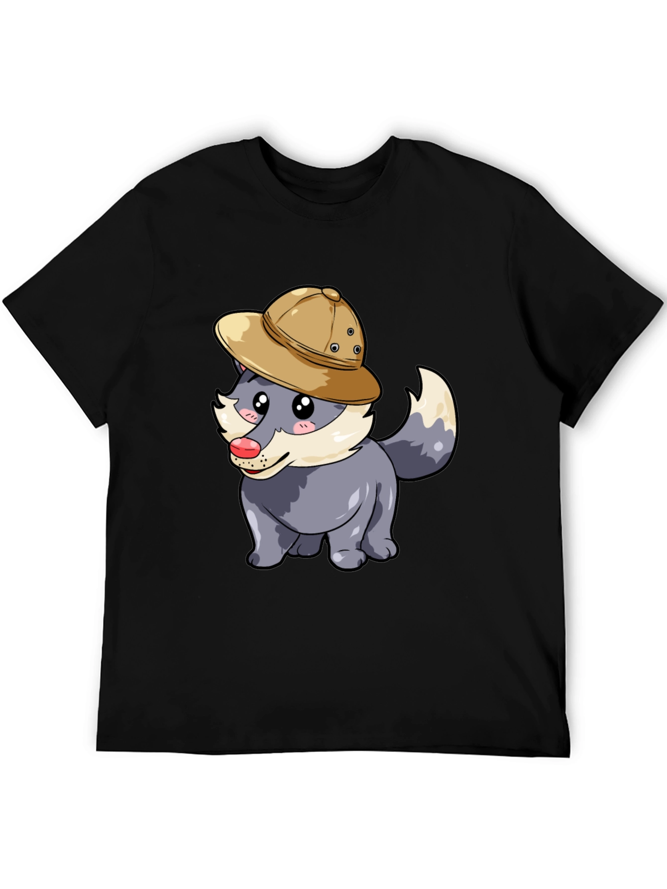 Black Safari Wolf Graphic Tee - Cute Animal Design view 5