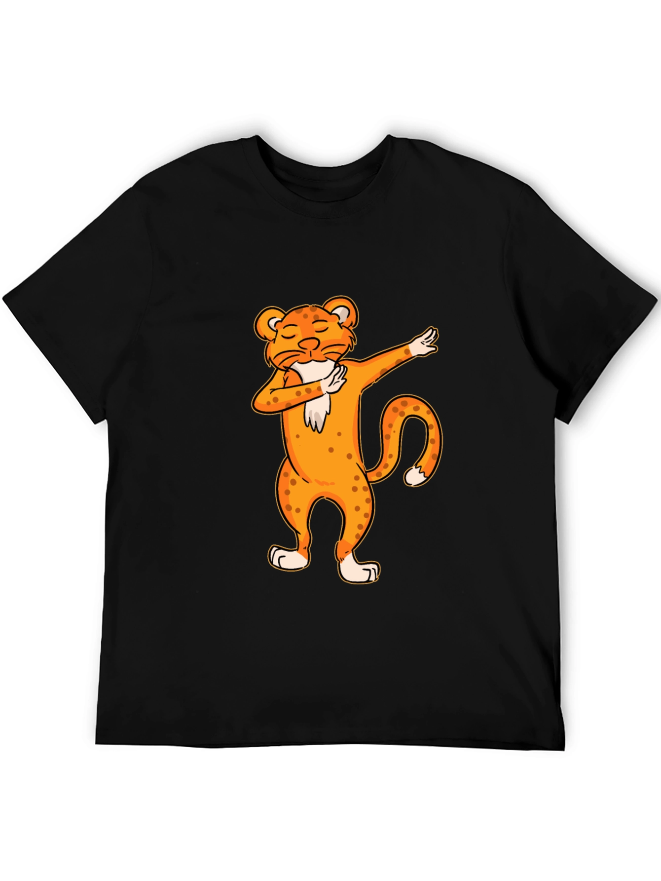 Black Dabbing Leopard Graphic Tee - Cool Novelty T-Shirt view 5