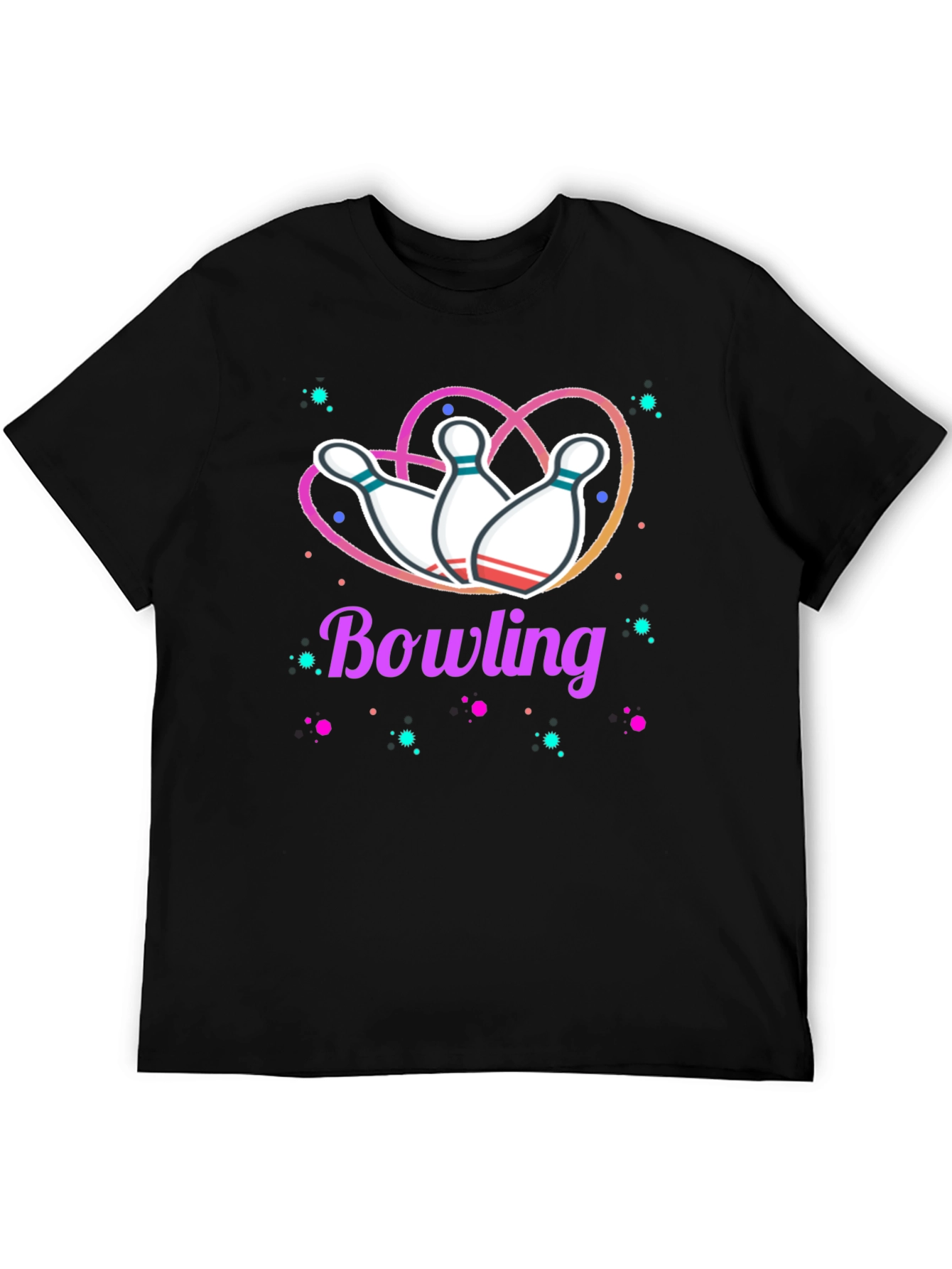 Black Bowling Heart T-Shirt - Perfect for Bowling Enthusiasts view 5
