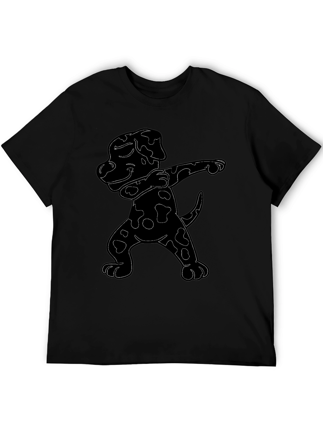 Black Dabbing Dalmatian Graphic Tee - Black Cotton T-Shirt view 5