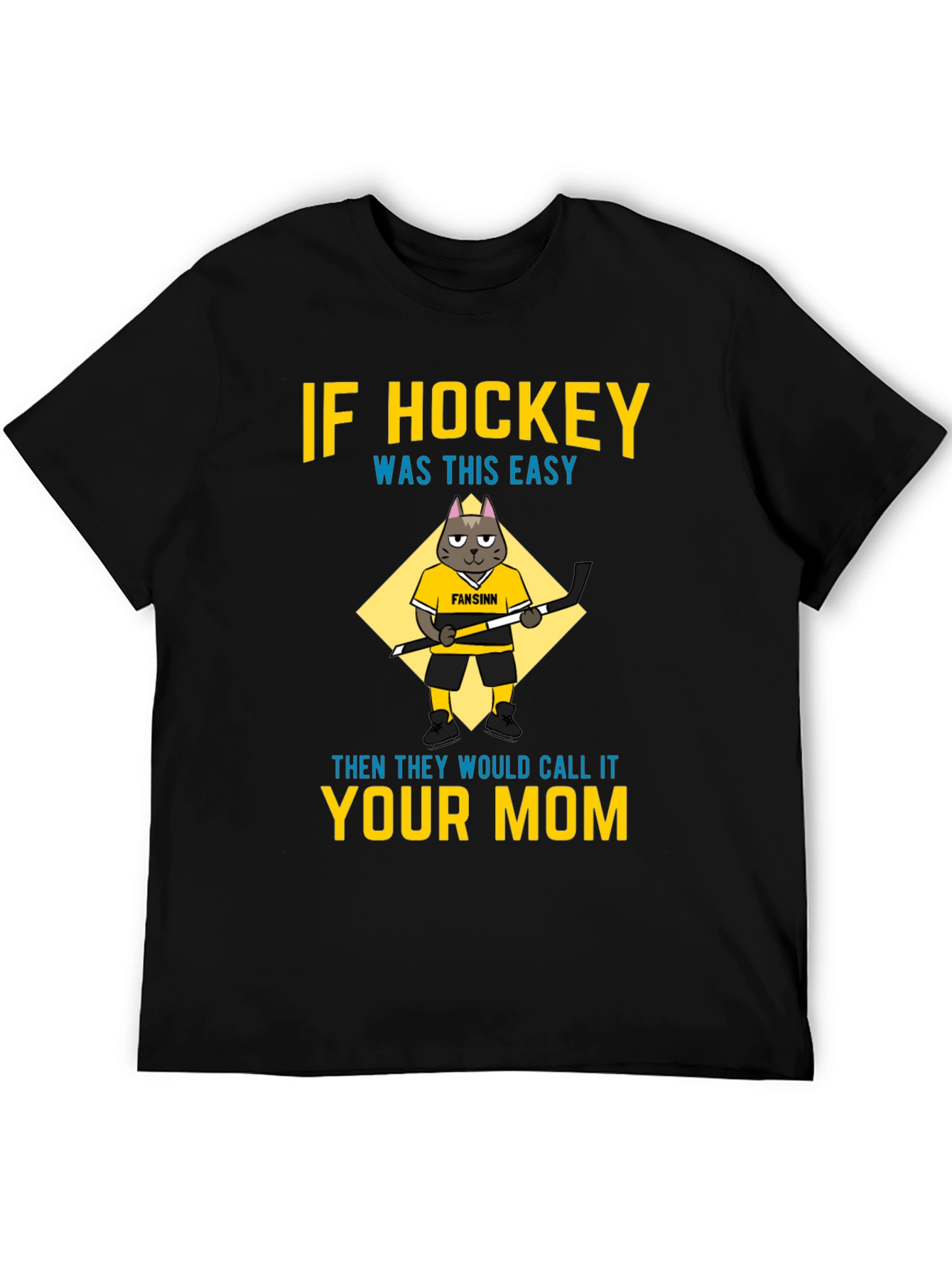 Black Funny Hockey Mom T-Shirt - Cat Graphic Tee view 5