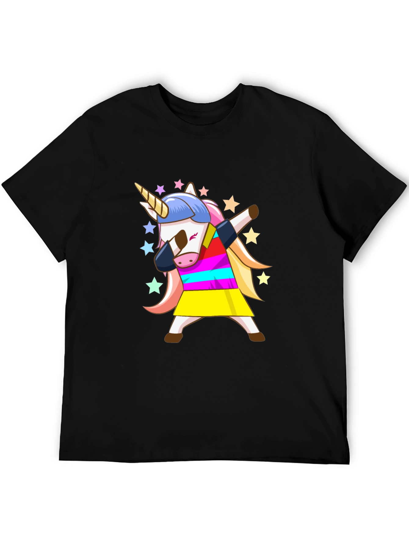Black Dabbing Unicorn Black T-Shirt - Fun Cartoon Graphic Tee view 5