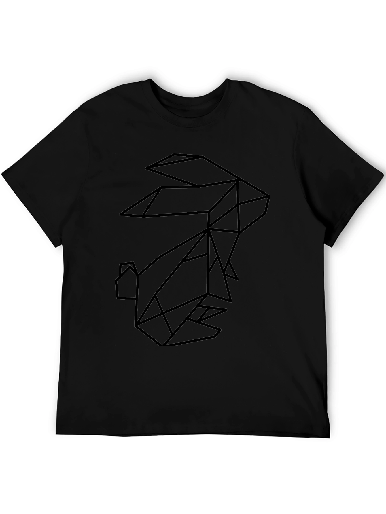 Black Geometric Rabbit Black Graphic Tee - Modern Minimalist Style view 5