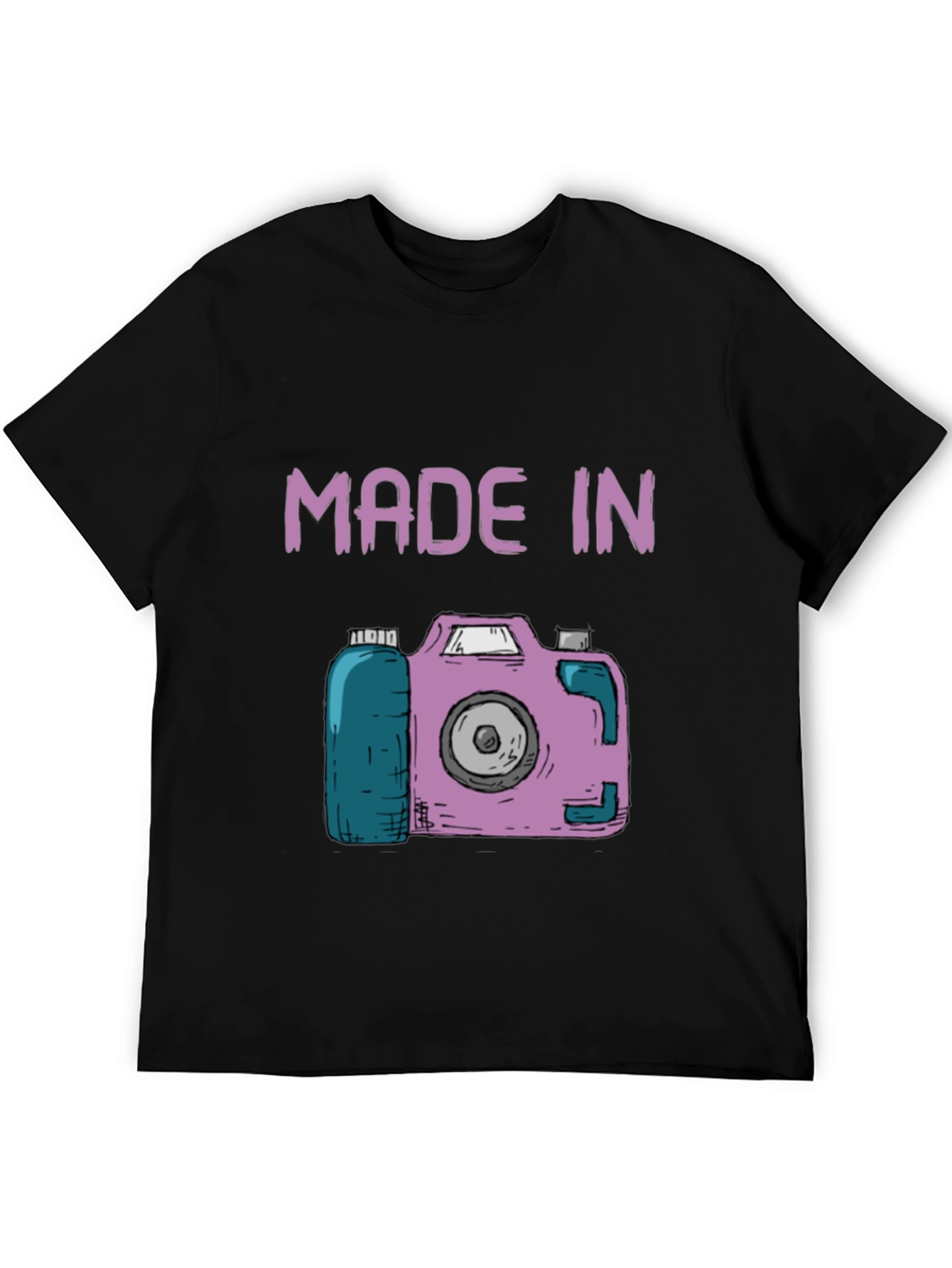 Black Made In Camera T-Shirt - Fun Novelty Tee view 5