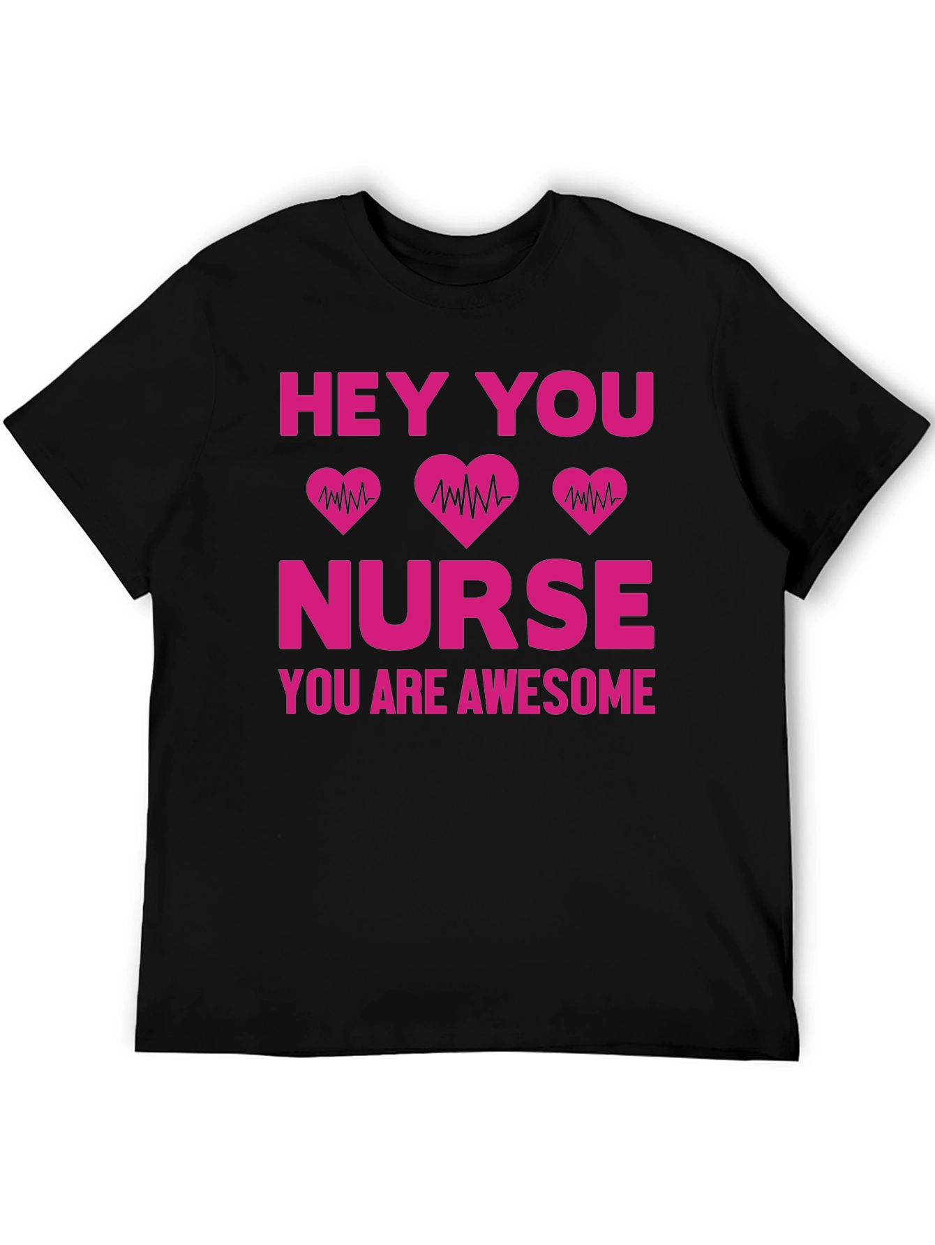 Black Hey You Nurse Awesome Graphic Tee view 5