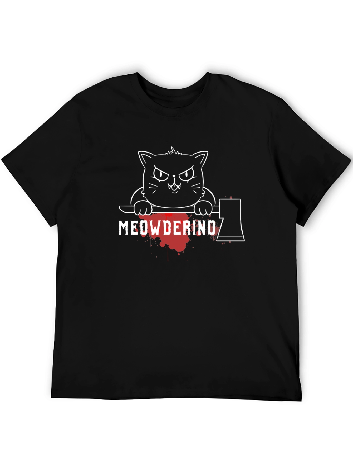 Black Meowderino Graphic Tee - Killer Cat Shirt view 5