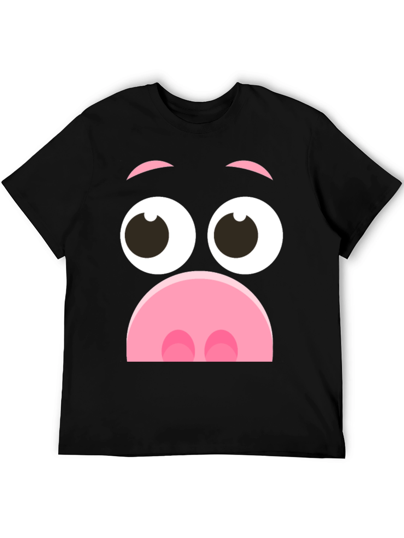 Black Funny Pig Face Graphic T-Shirt - Novelty Cartoon Tee view 5