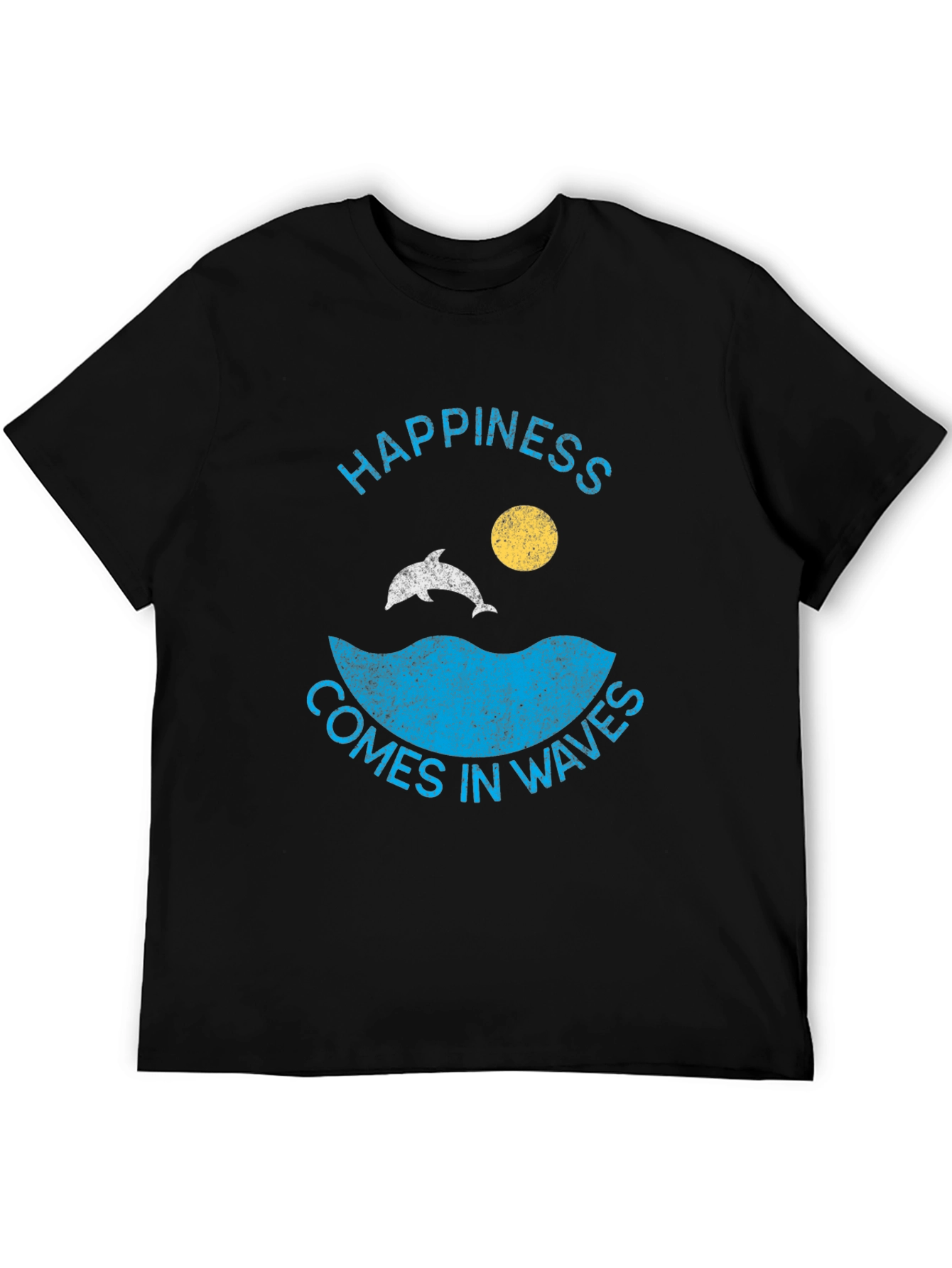 Black Happiness Comes in Waves Graphic Tee view 5