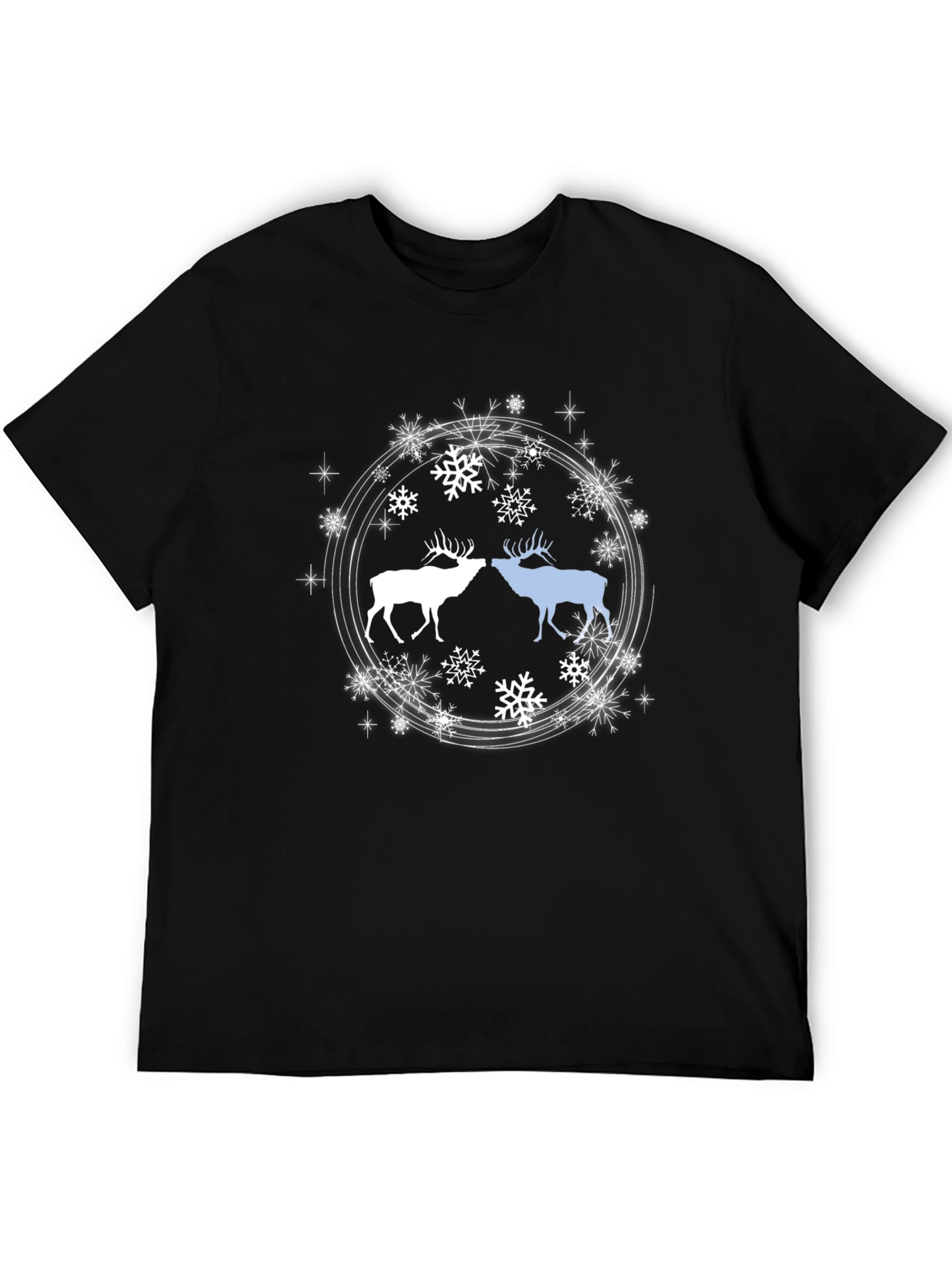 Black Winter Elk Graphic Tee - Black Cotton Blend view 5