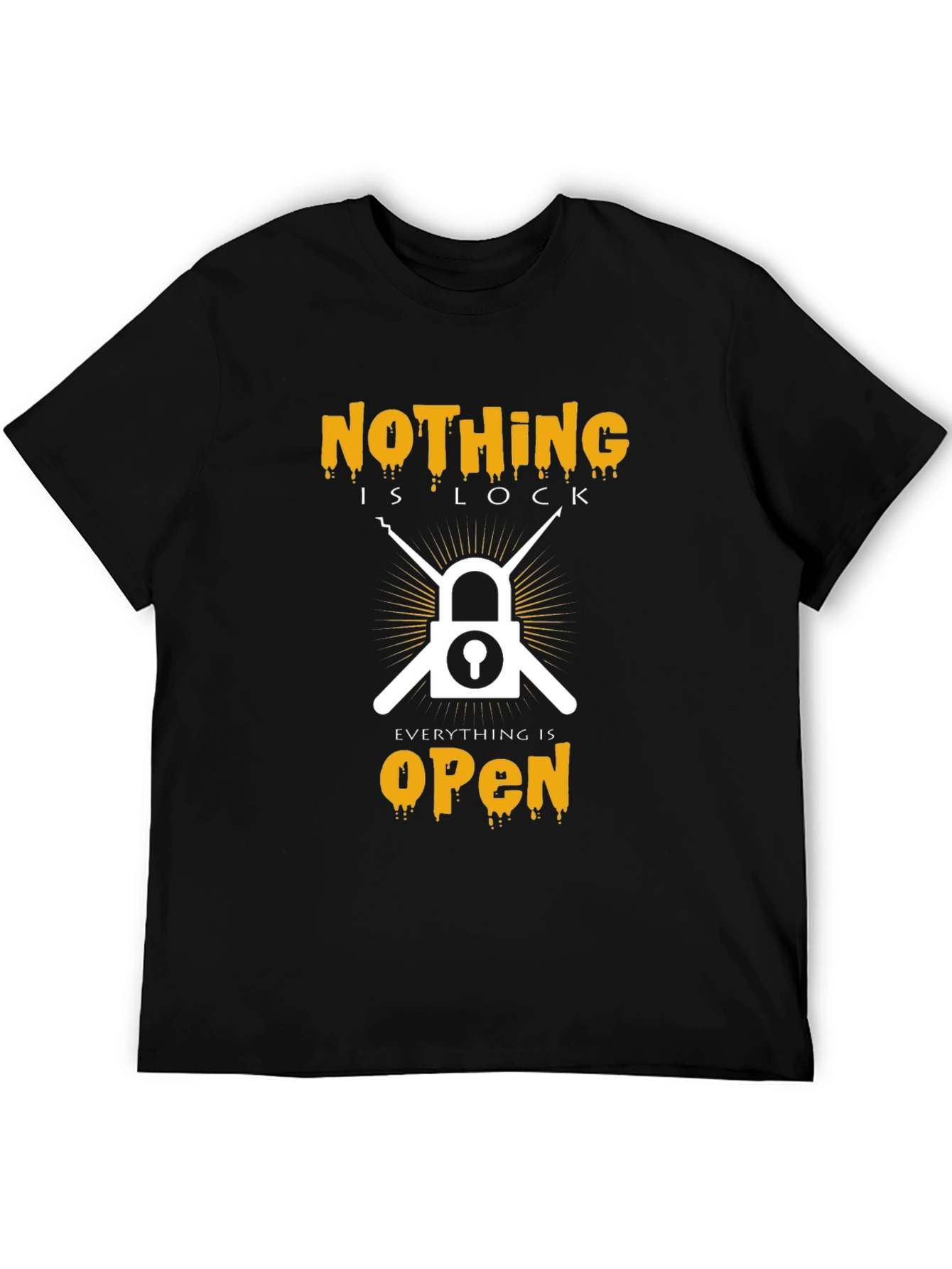 Black Nothing Is Lock T-Shirt - Everything Is Open Tee view 5