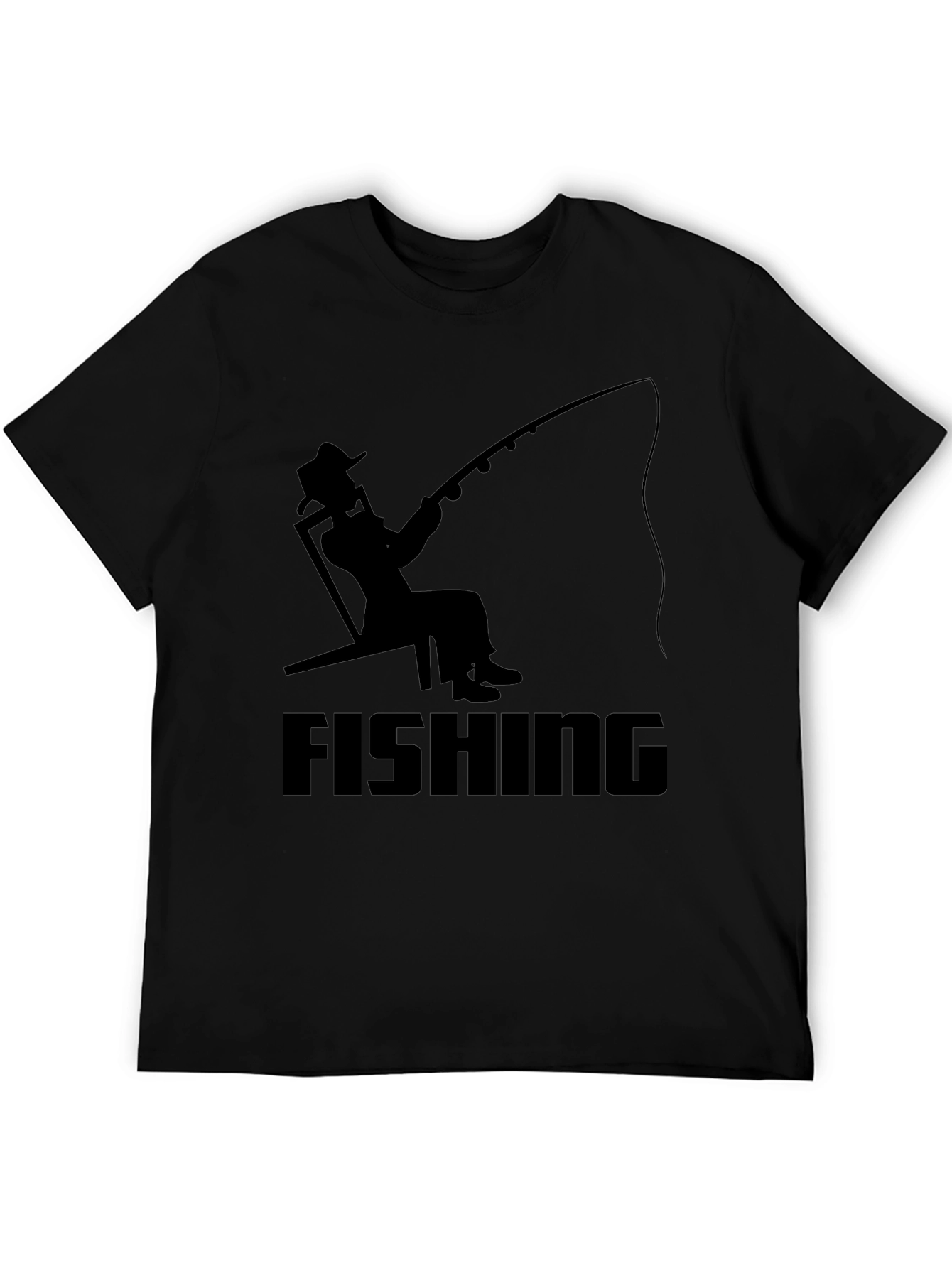Black Fishing Silhouette Graphic T-Shirt - Black view 5