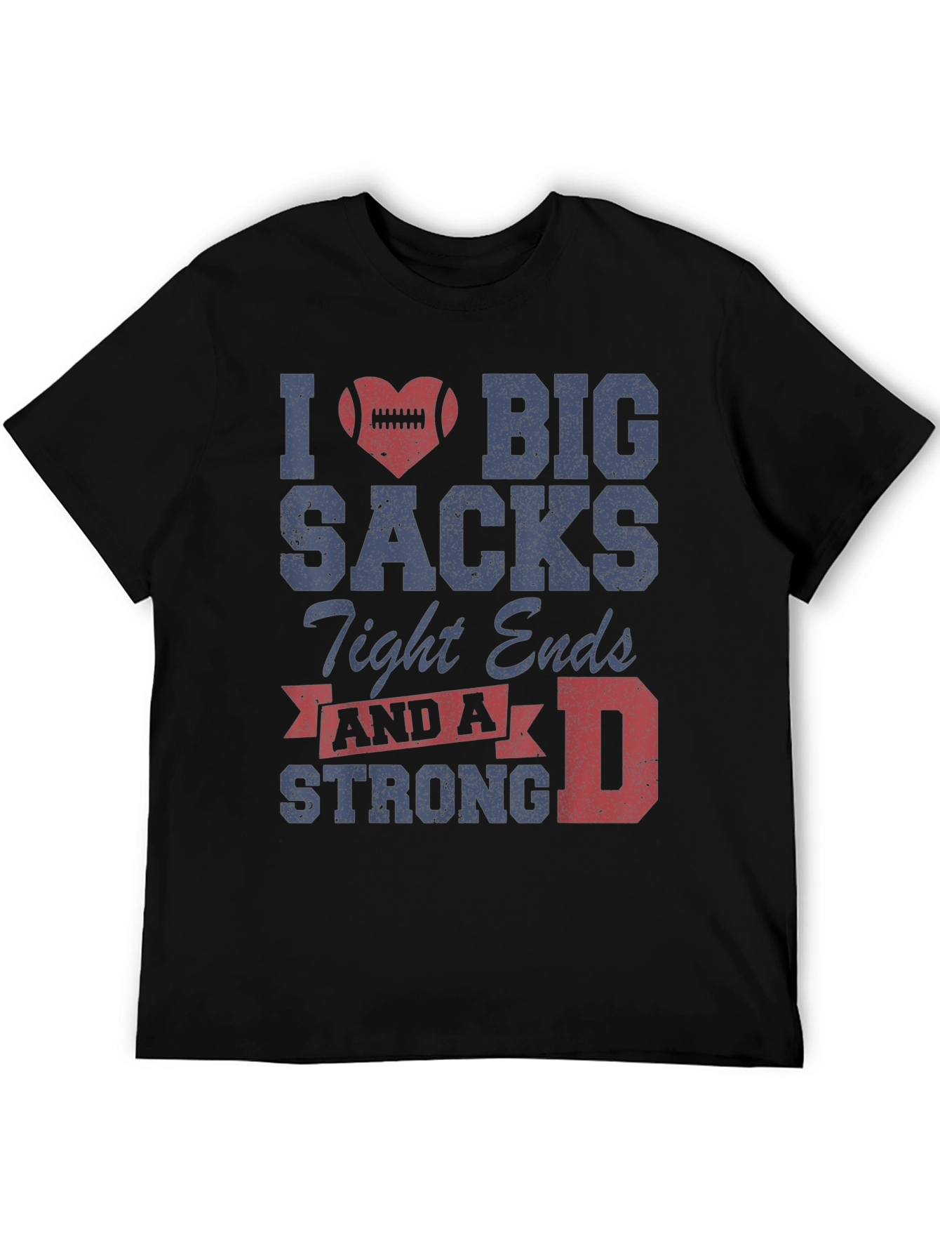 Black I Heart Big Sacks T-Shirt - Football Humor Tee view 5