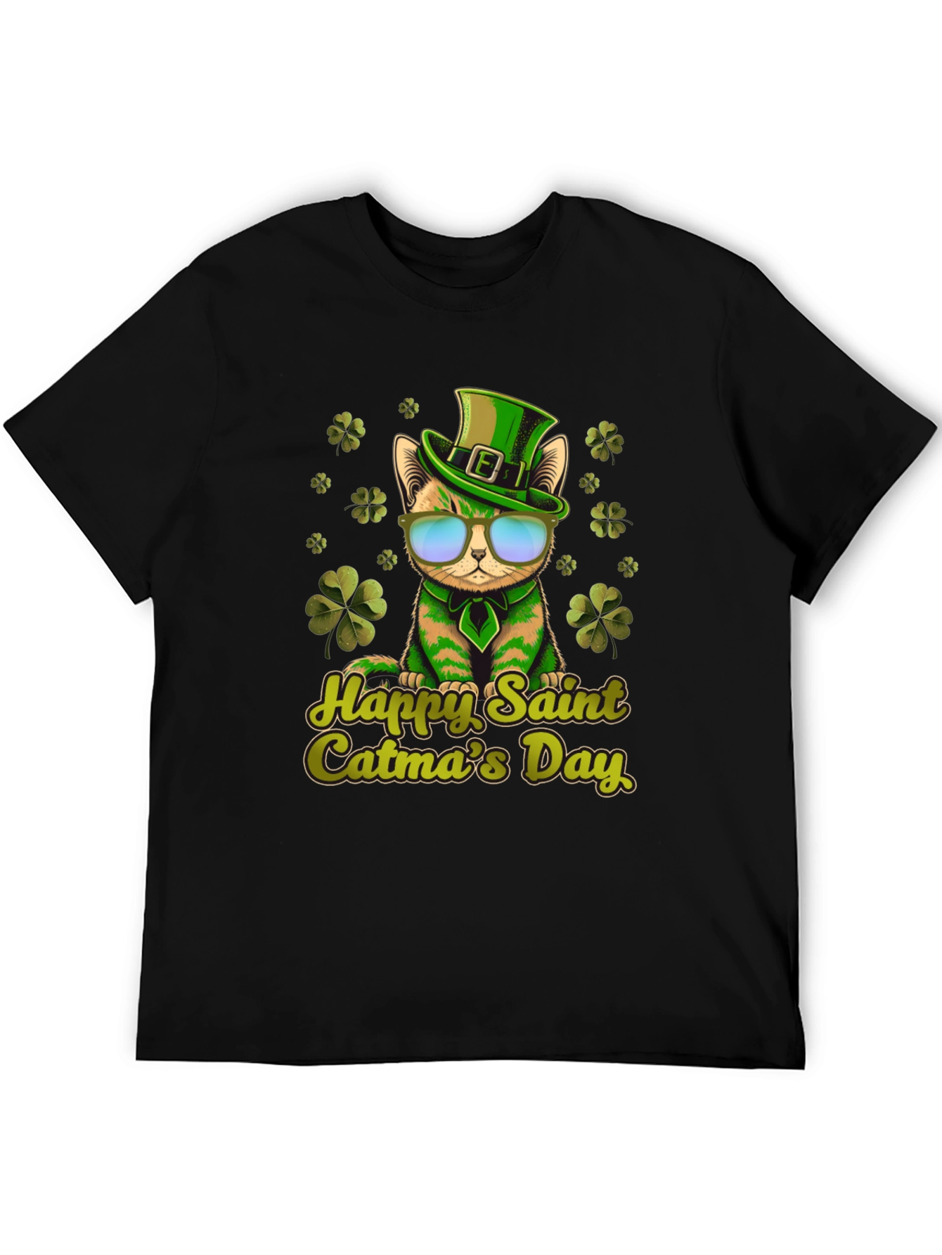 Black Happy Saint Catma's Day Black T-Shirt view 5