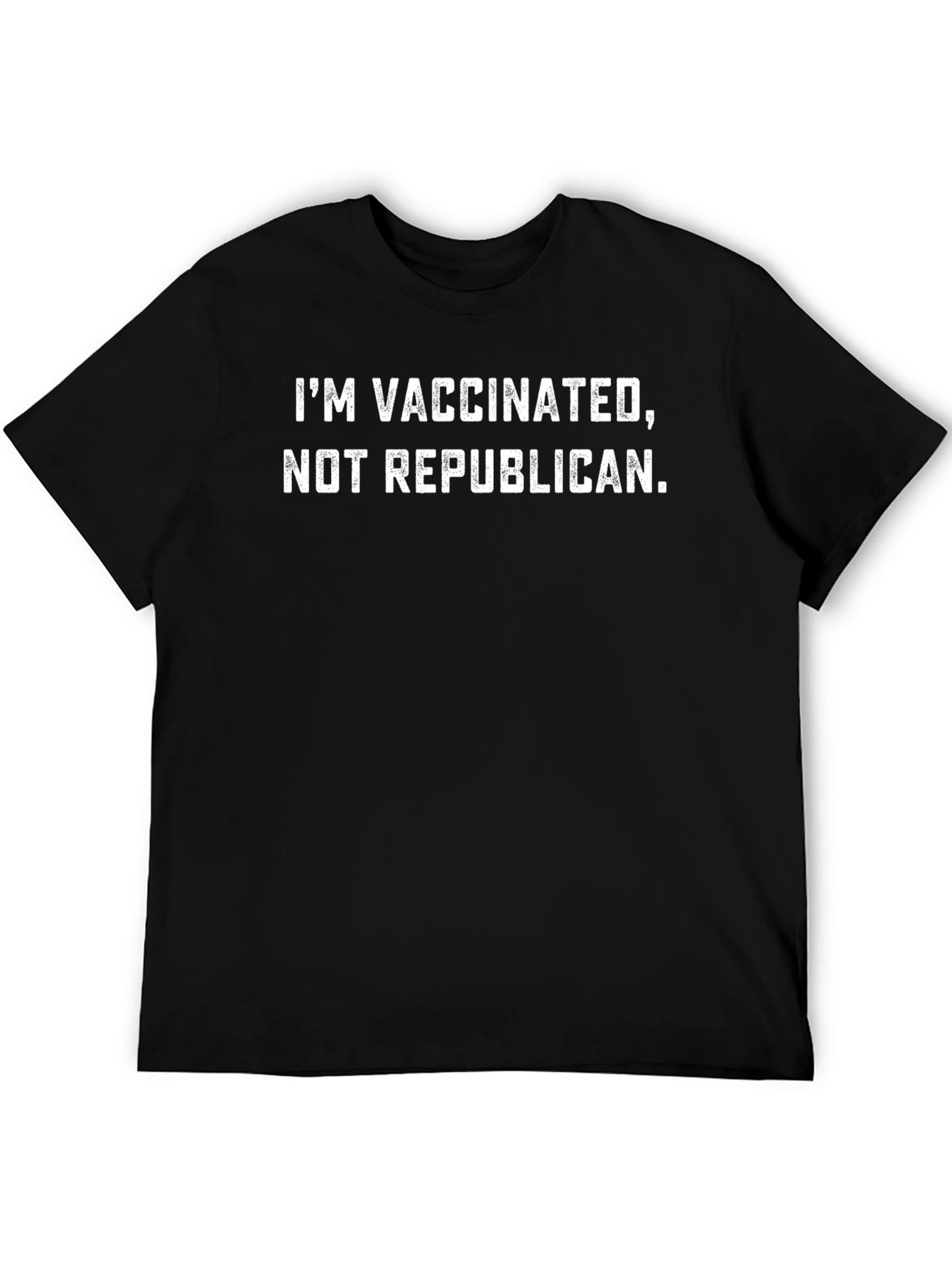 Black Vaccinated, Not Republican T-Shirt - Black view 5