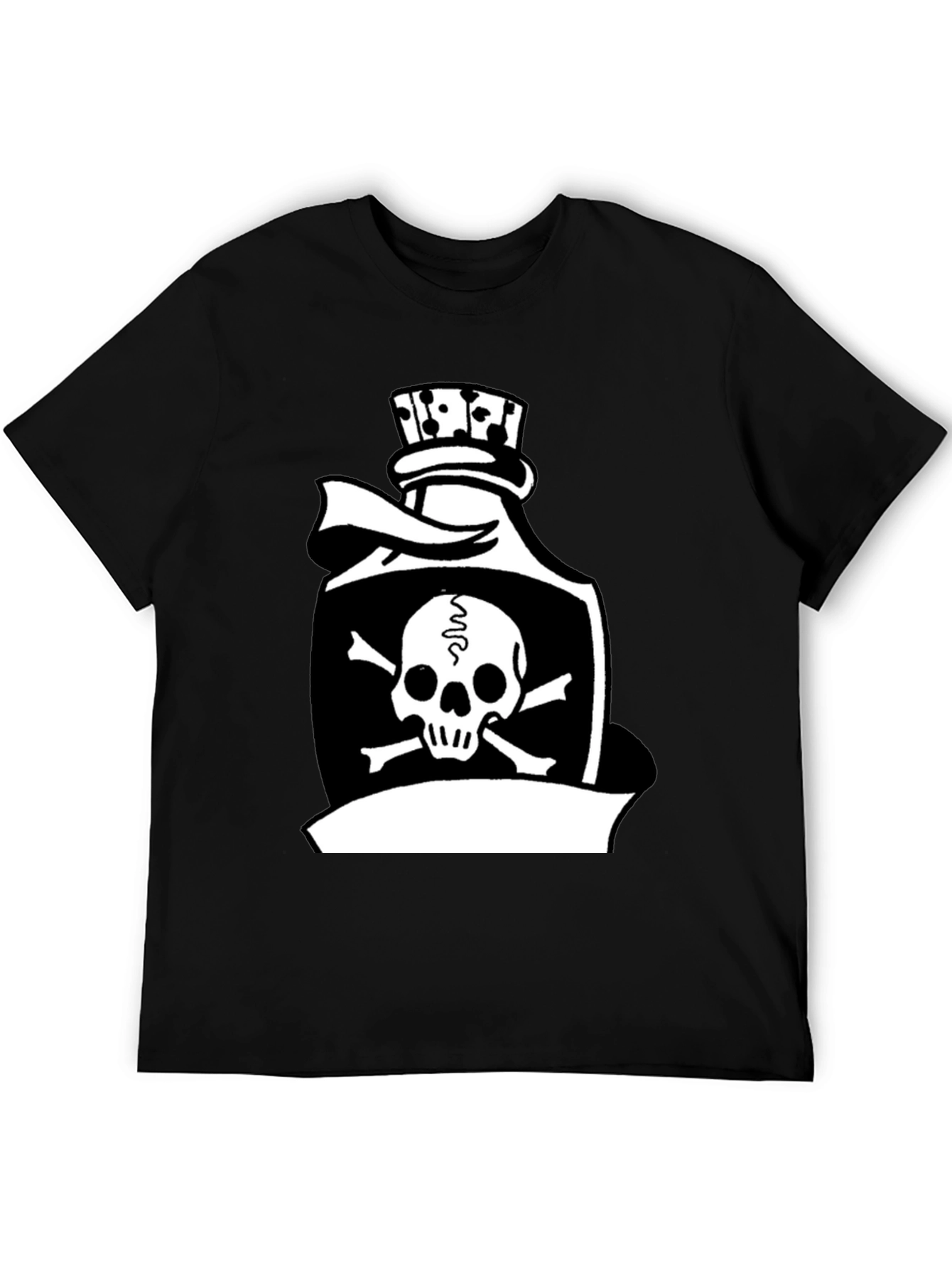 Black Skull & Crossbones Poison Bottle Black T-Shirt view 5