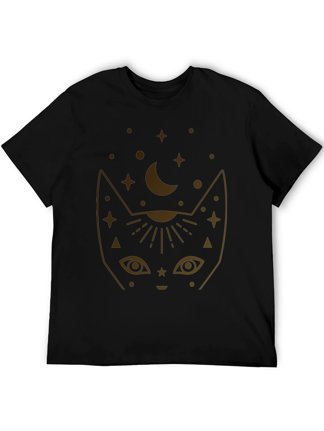 Black Mystic Cat T-Shirt - Celestial Feline Graphic Tee view 5