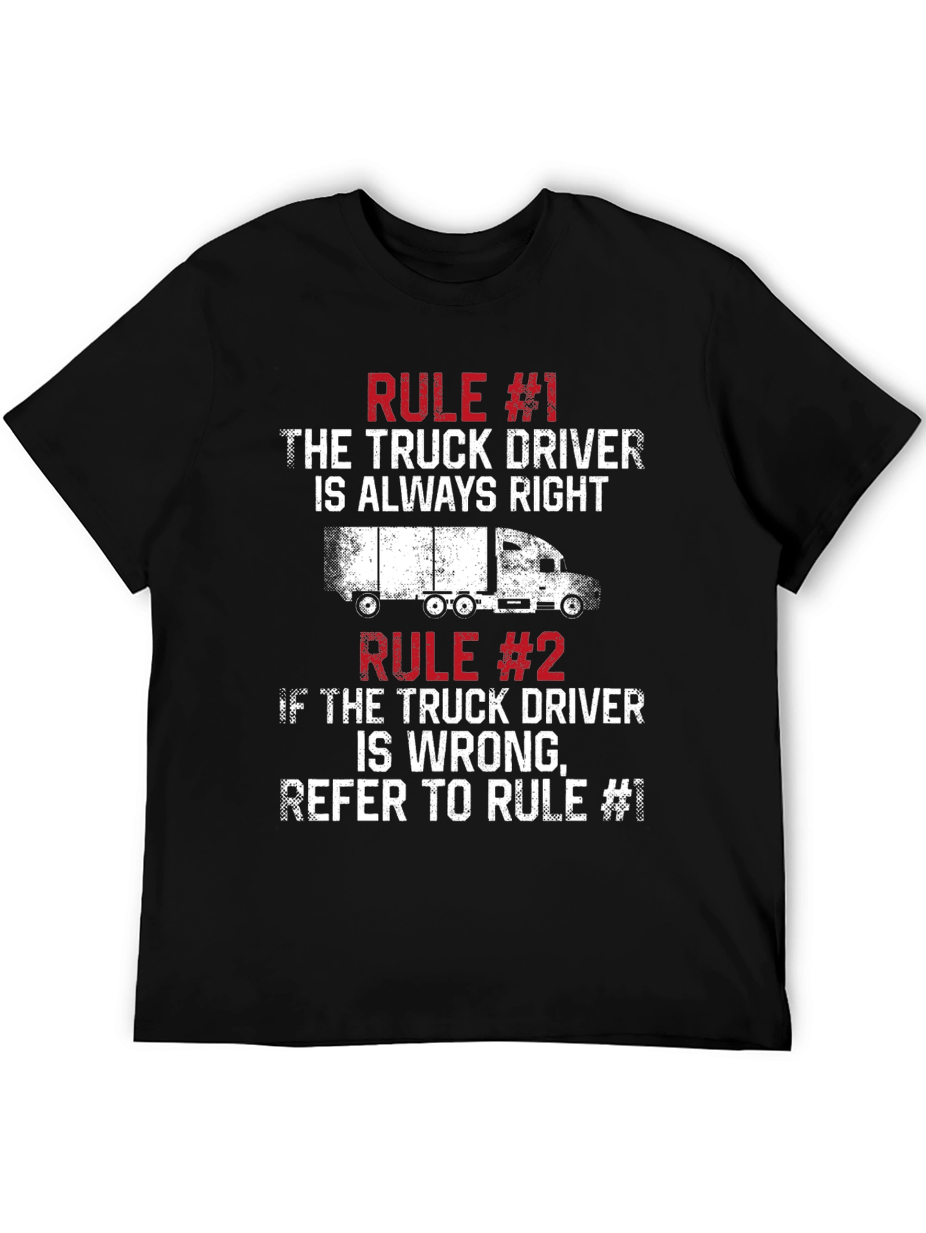Black Truck Driver Rules T-Shirt - Funny Slogan Tee view 5