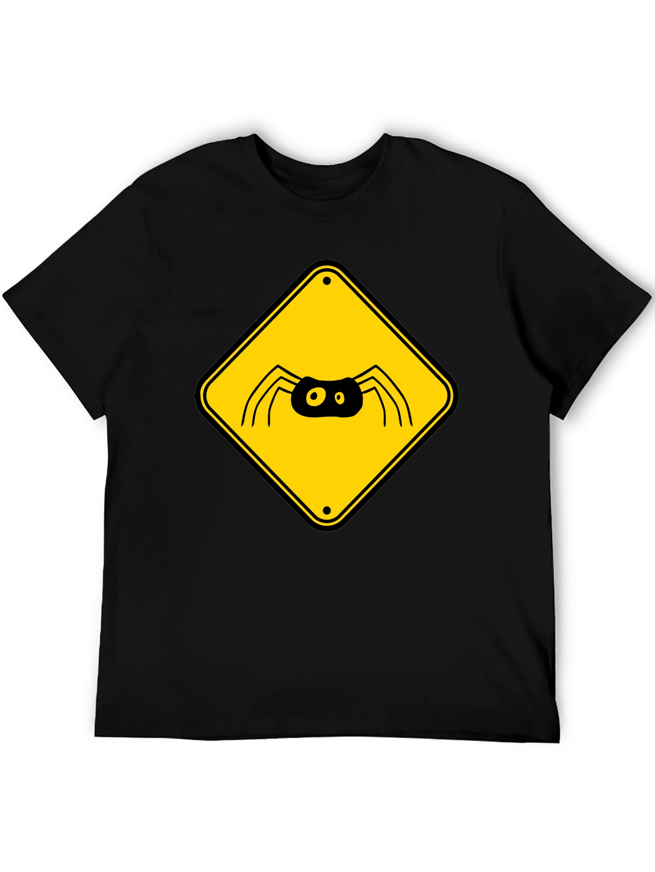 Black Spider Warning Sign Graphic T-Shirt view 5