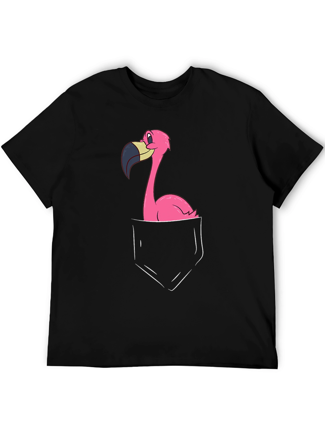 Black Flamingo Pocket Graphic Tee - Black Cotton Blend view 5