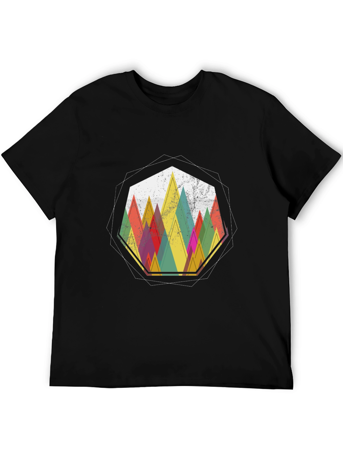 Black Geometric Mountain Graphic Tee - Stylish Casual Wear view 5