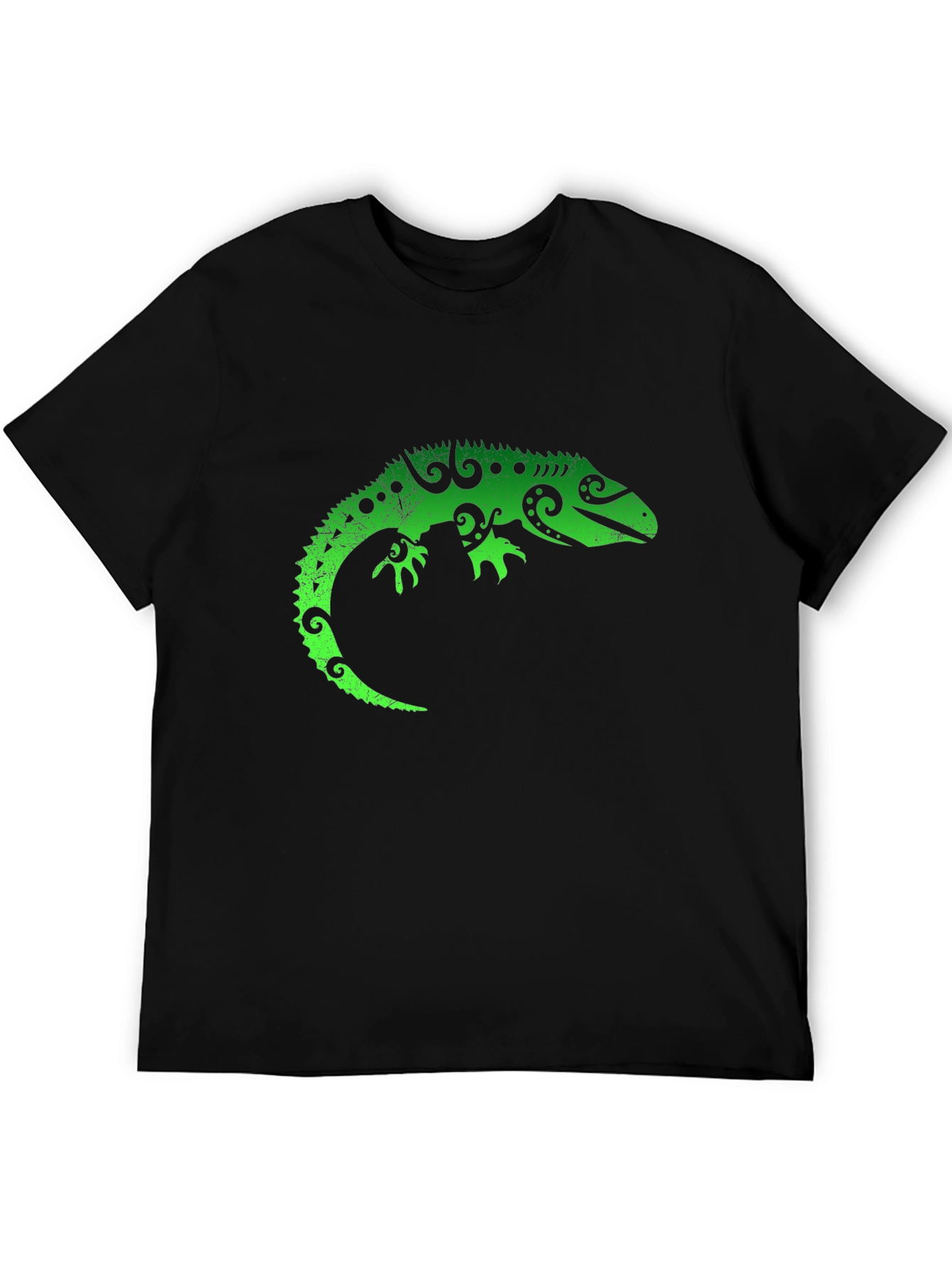 Black Green Lizard Graphic Tee - Cool Reptile T-Shirt view 5