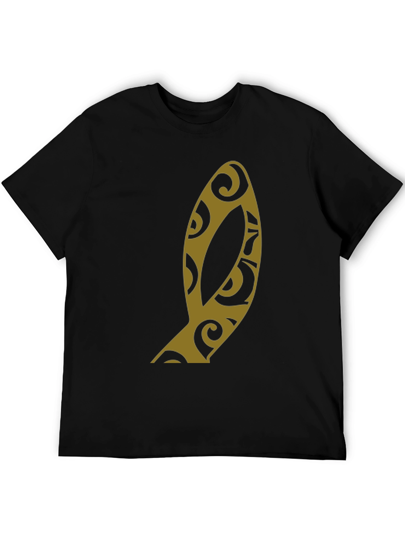 Black Stylish Black T-Shirt with Unique Gold Graphic Print view 5