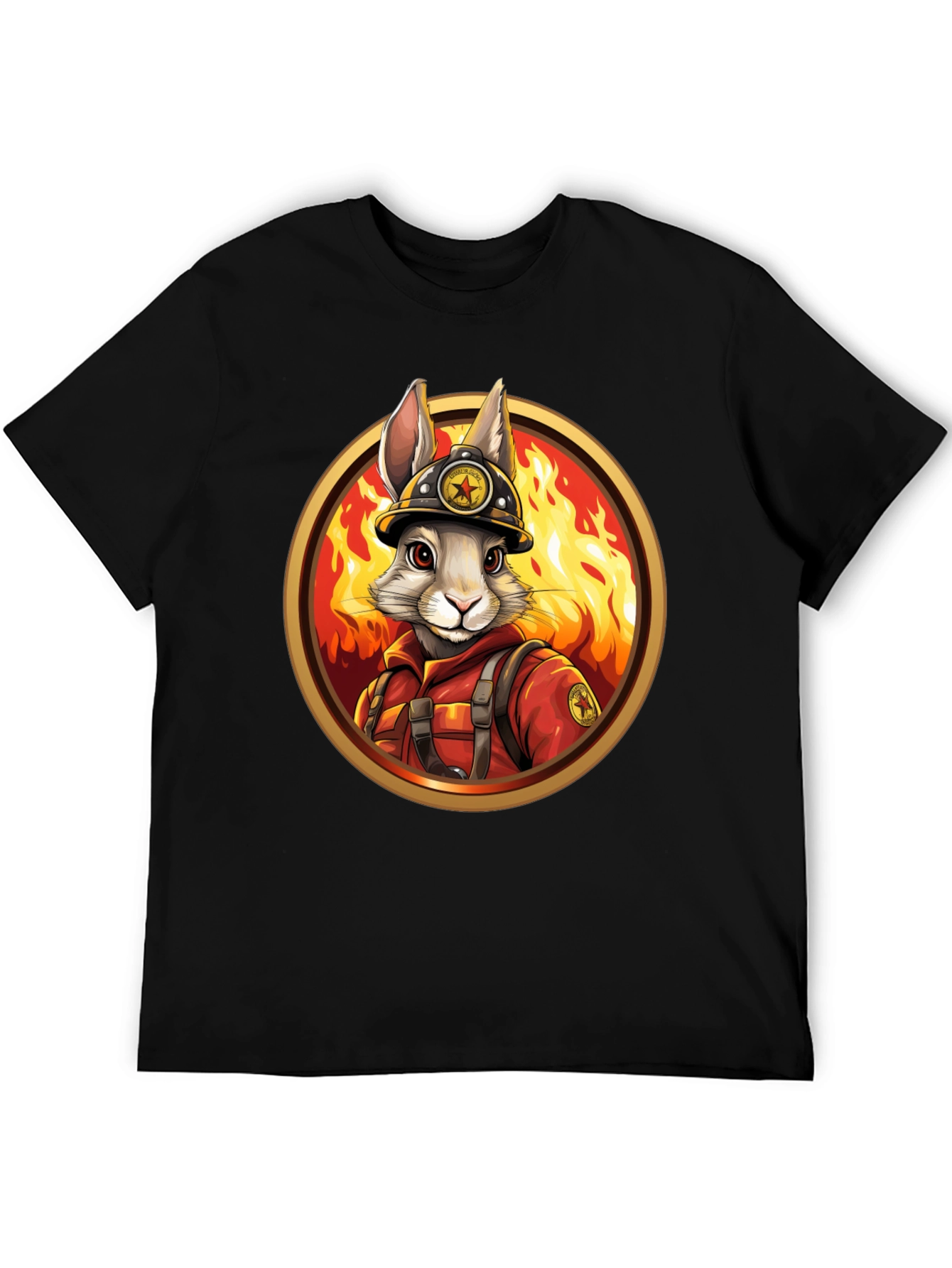 Black Firefighter Bunny Graphic Tee view 5