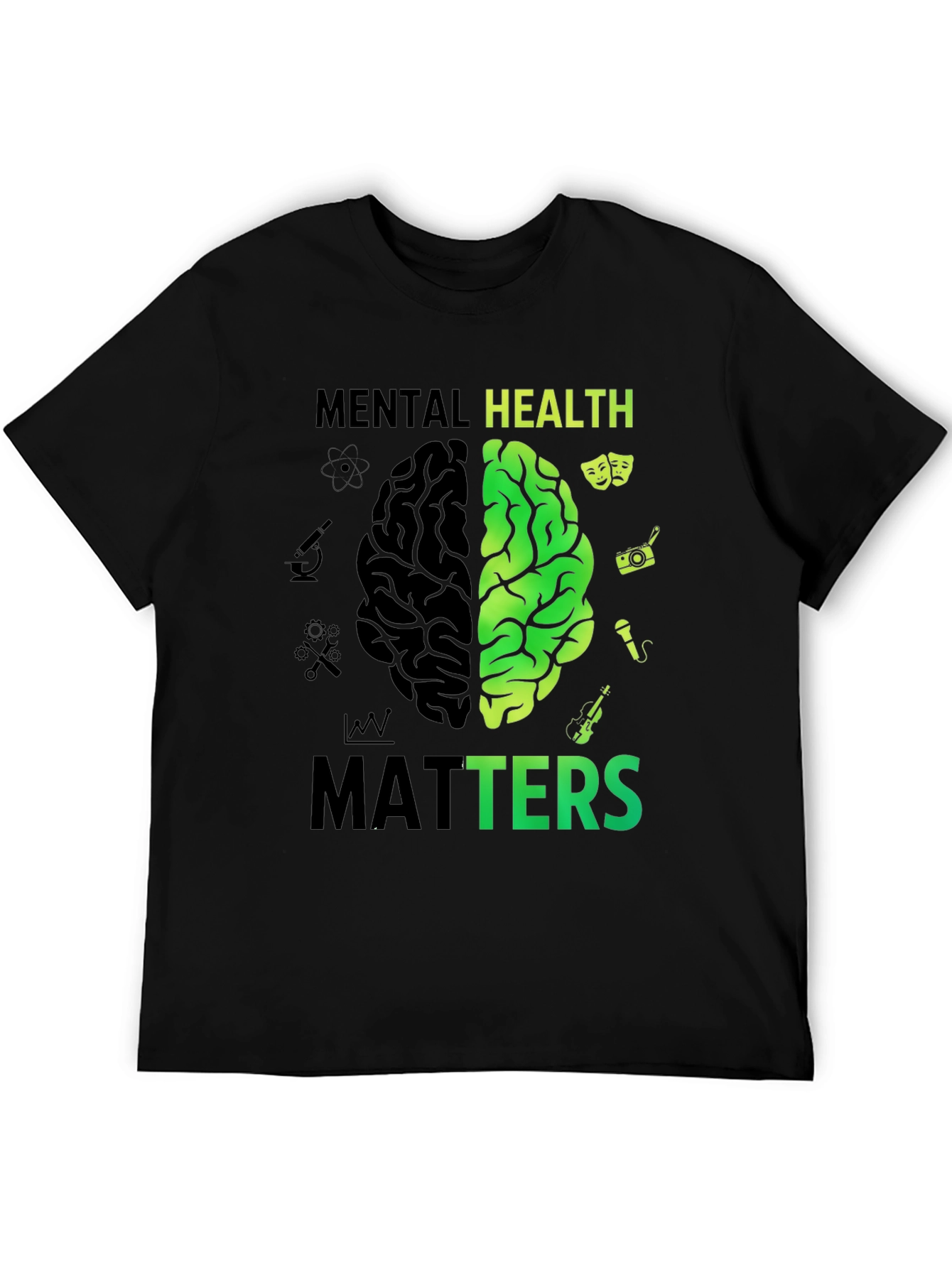 Black Mental Health Matters Brain Graphic Tee view 5