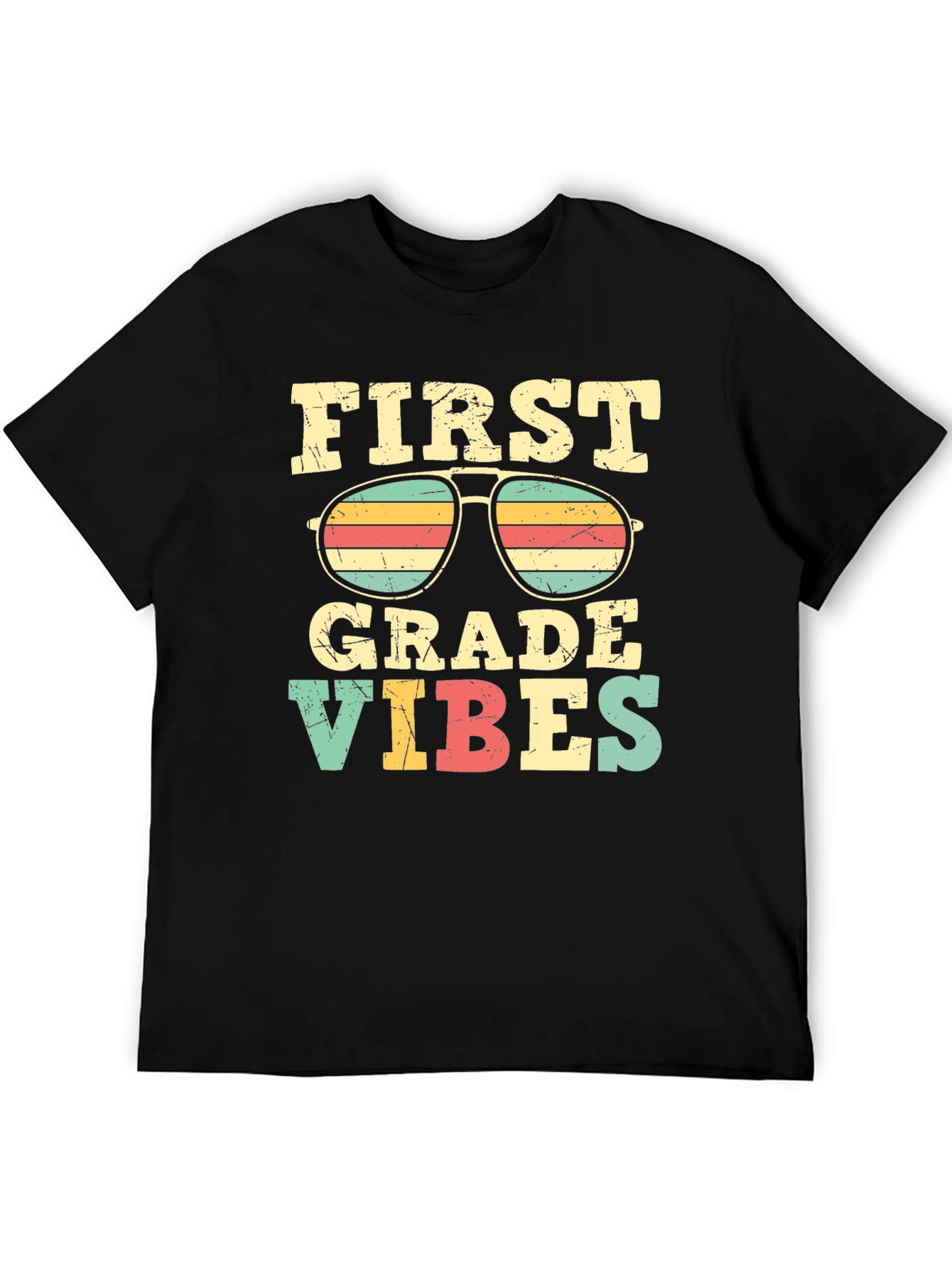 Black First Grade Vibes Graphic Tee - Back to School Shirt view 5