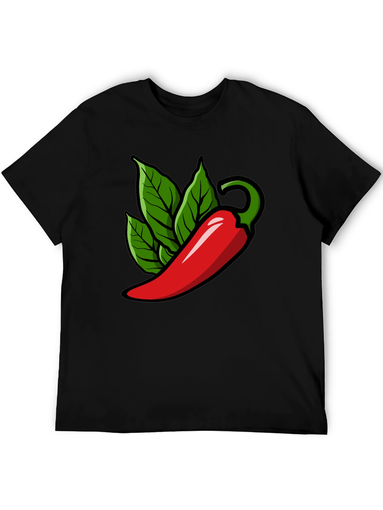 Black Spicy Pepper Graphic Tee - Black Cotton T-Shirt view 5