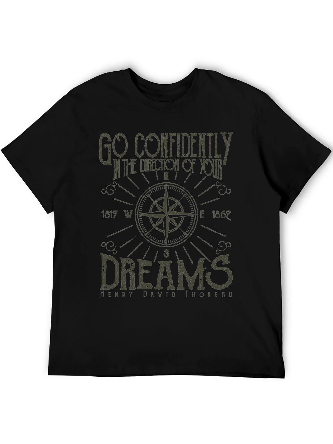 Black Inspirational Compass T-Shirt - Go Confidently view 5