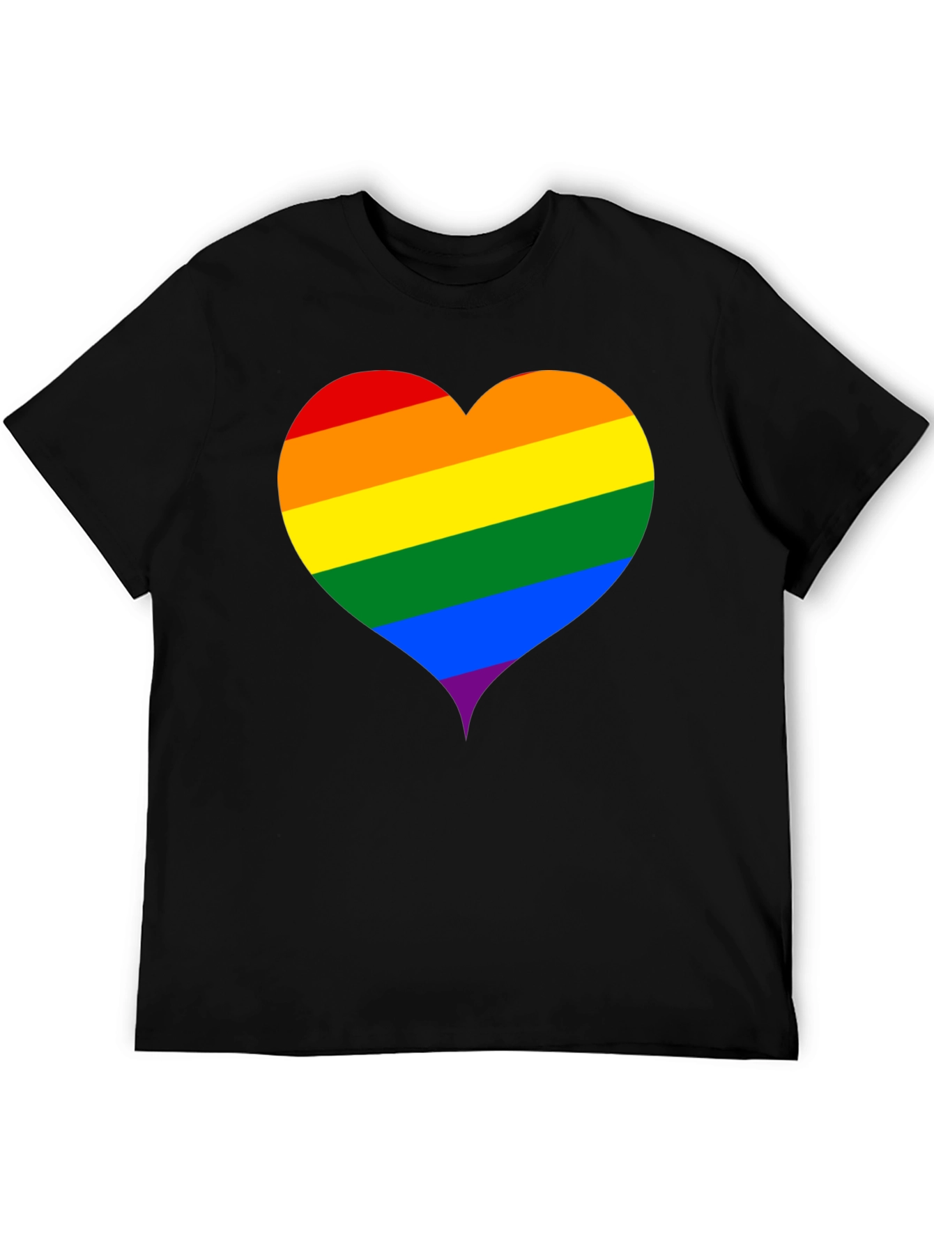 Black Rainbow Heart Graphic Black T-Shirt view 5